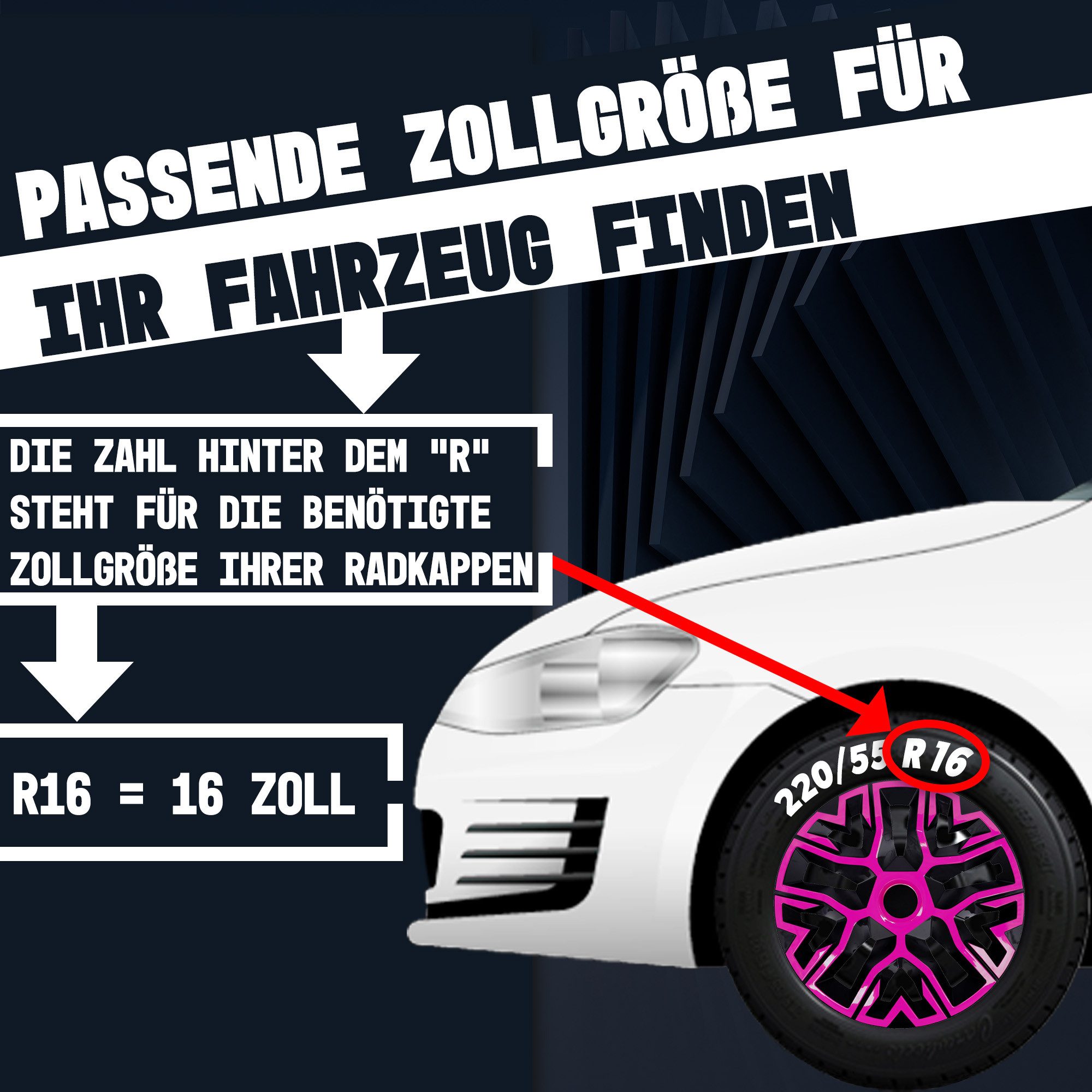 NRM Radkappe Radzierblende NRM THE BEST 16 Zoll BICOLOR pink/schwarz, 16 in Zoll, (4-St)