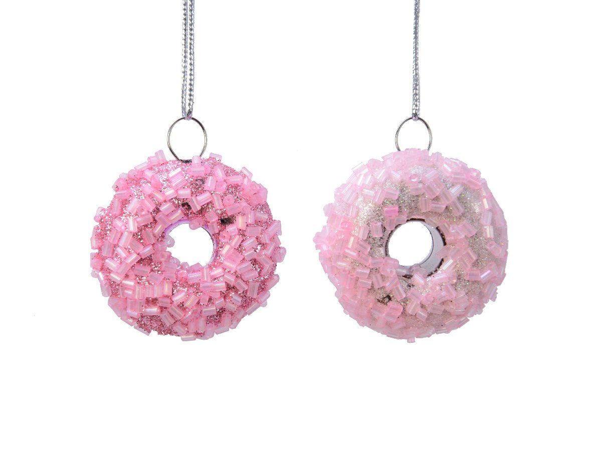 Mini rosa season 4cm Donut decorations Decoris Christbaumschmuck, Christbaumschmuck pink 1 sort. Kunststoff / Stück