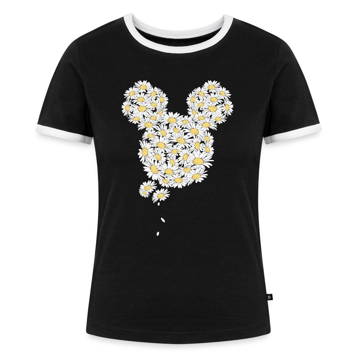 Spreadshirt T-Shirt Mickey & Minnie Mickey Mouse Gänseblümchen Frauen Kontrast T-Shirt (1-tlg)