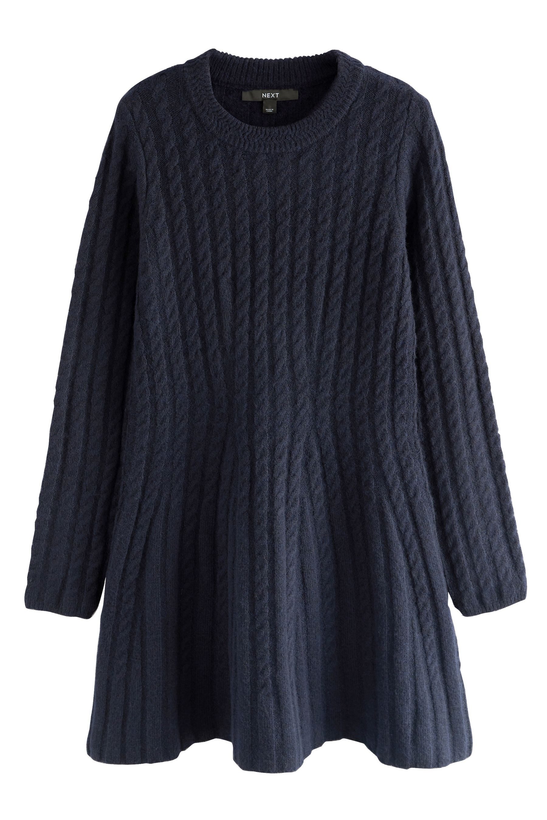Next Minikleid Skater-Minikleid mit Zopfmuster und Wollanteil (1-tlg)