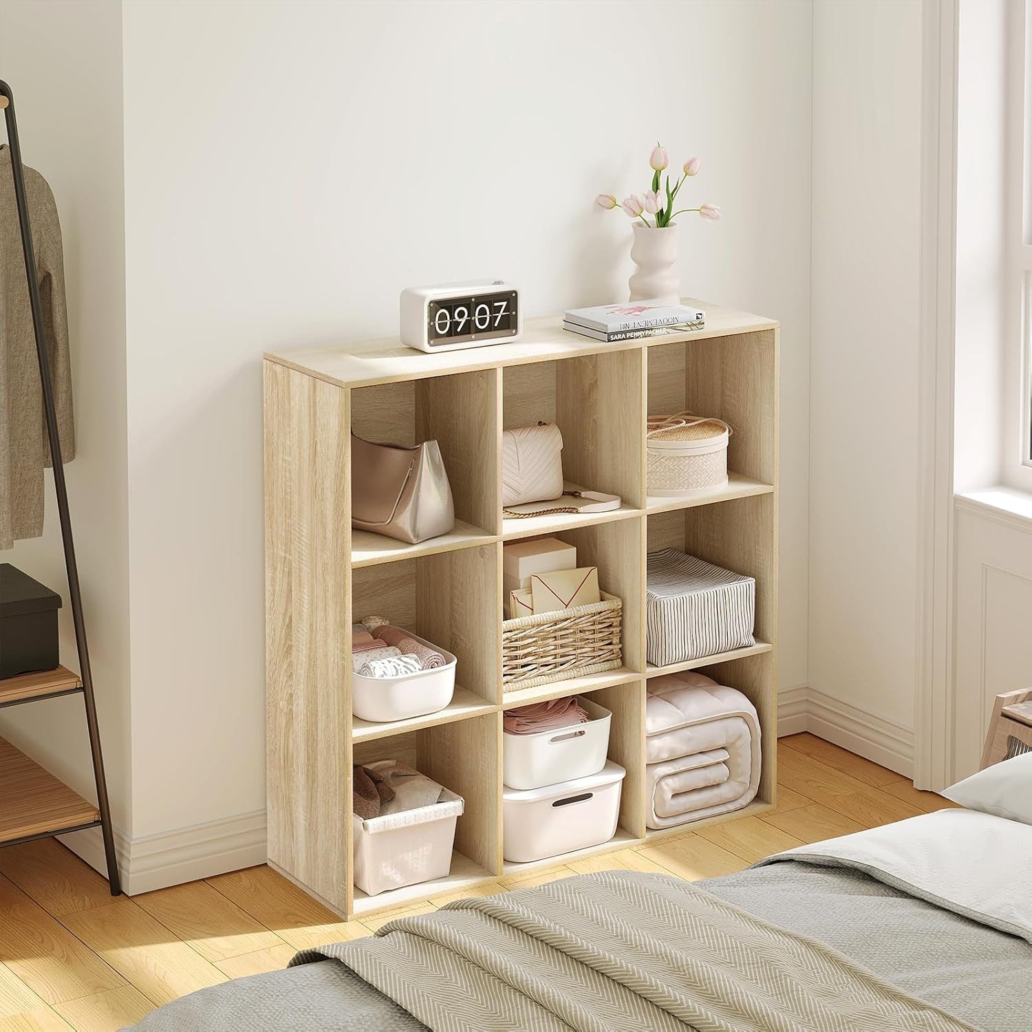 Woltu Bücherregal, Raumteiler, mit 9 Fächern, Würfelregal, Bücherschrank offen, Büroregal