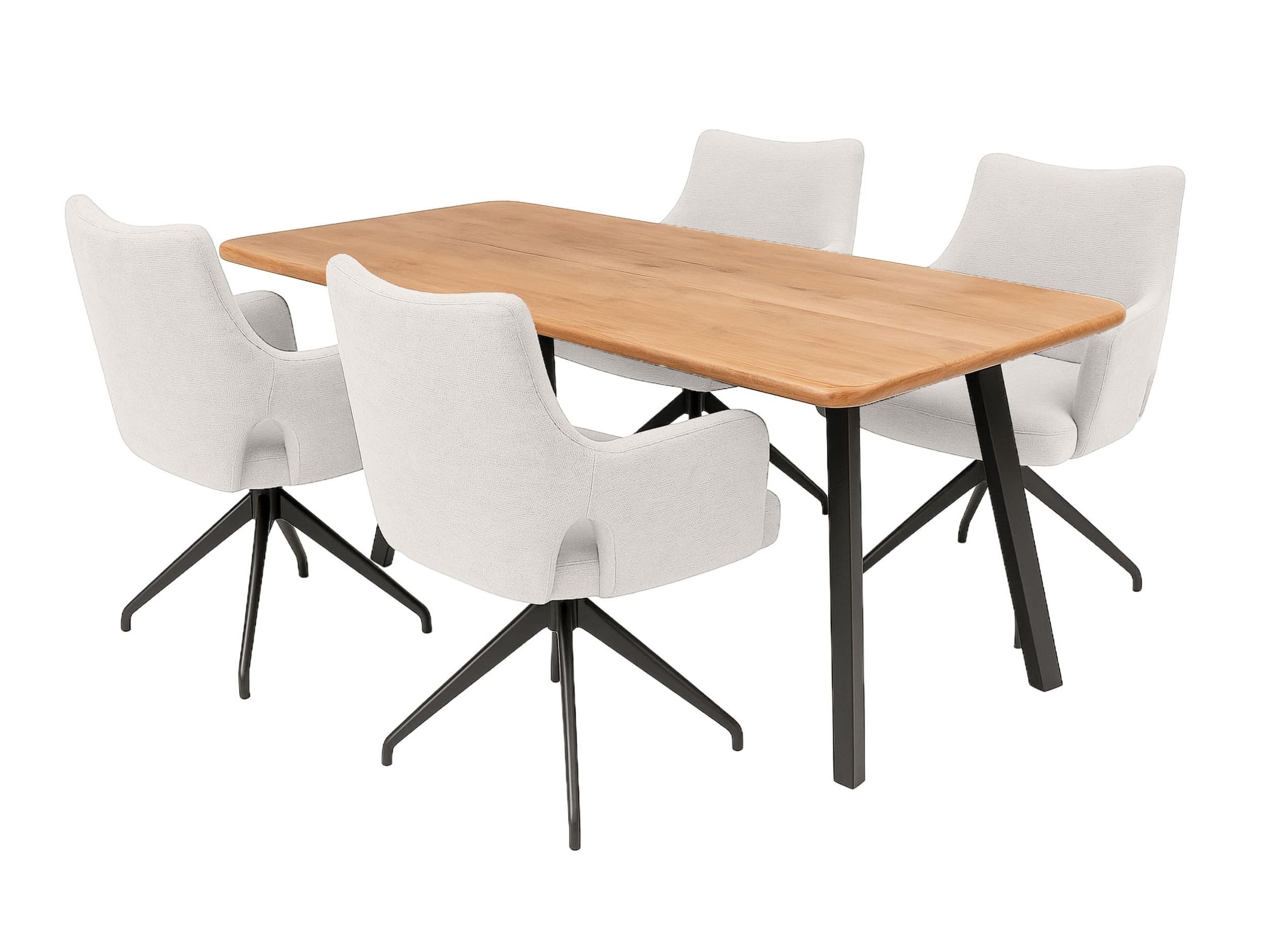 LC Home Essgruppe LC Home Essgruppe Livrono Esstisch Wildeiche Esszimmerstühle Webstoff