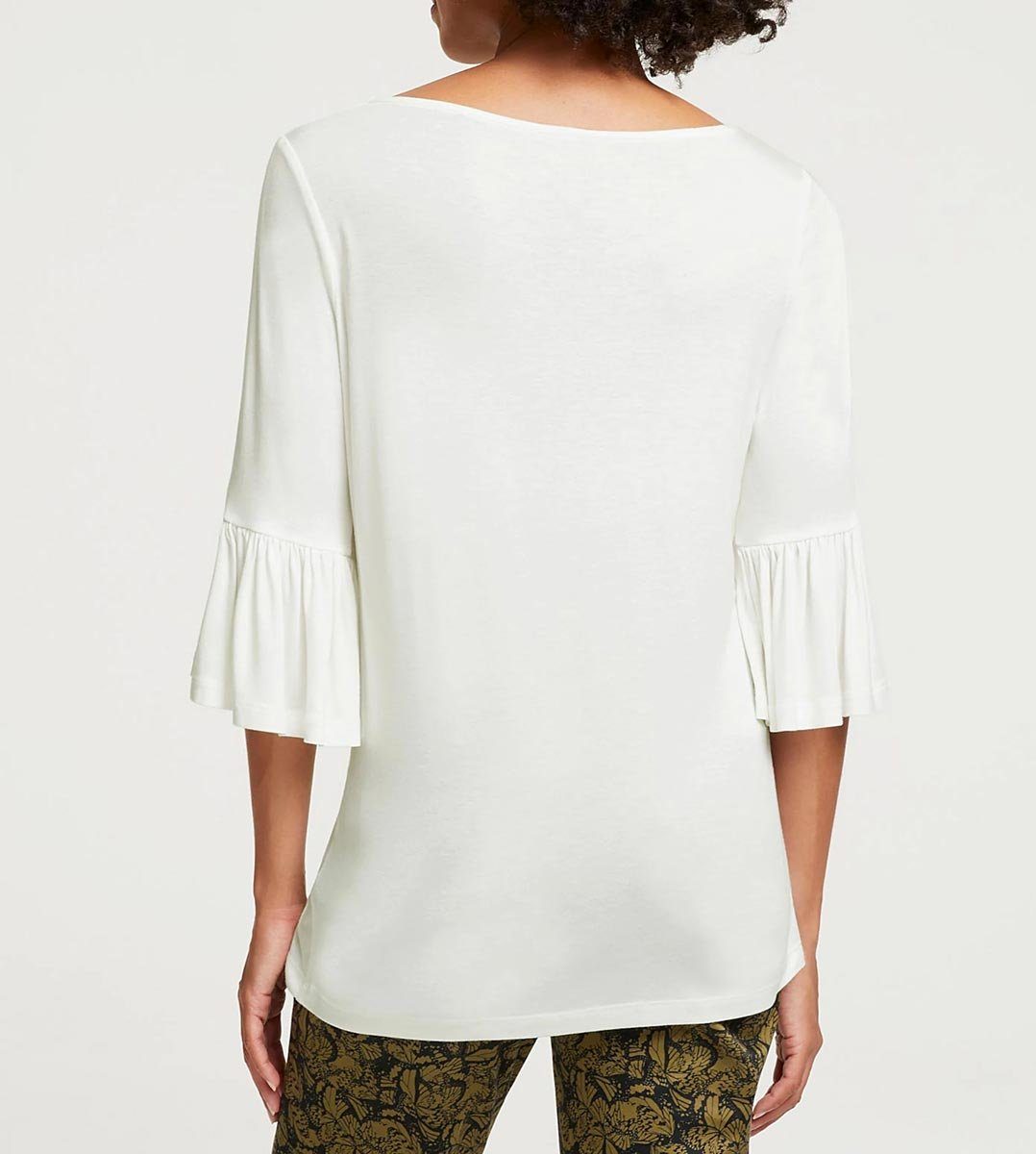 TESINI heine Volants, LINEA m. Print-Shirt ecru Designer-Jerseyshirt Damen