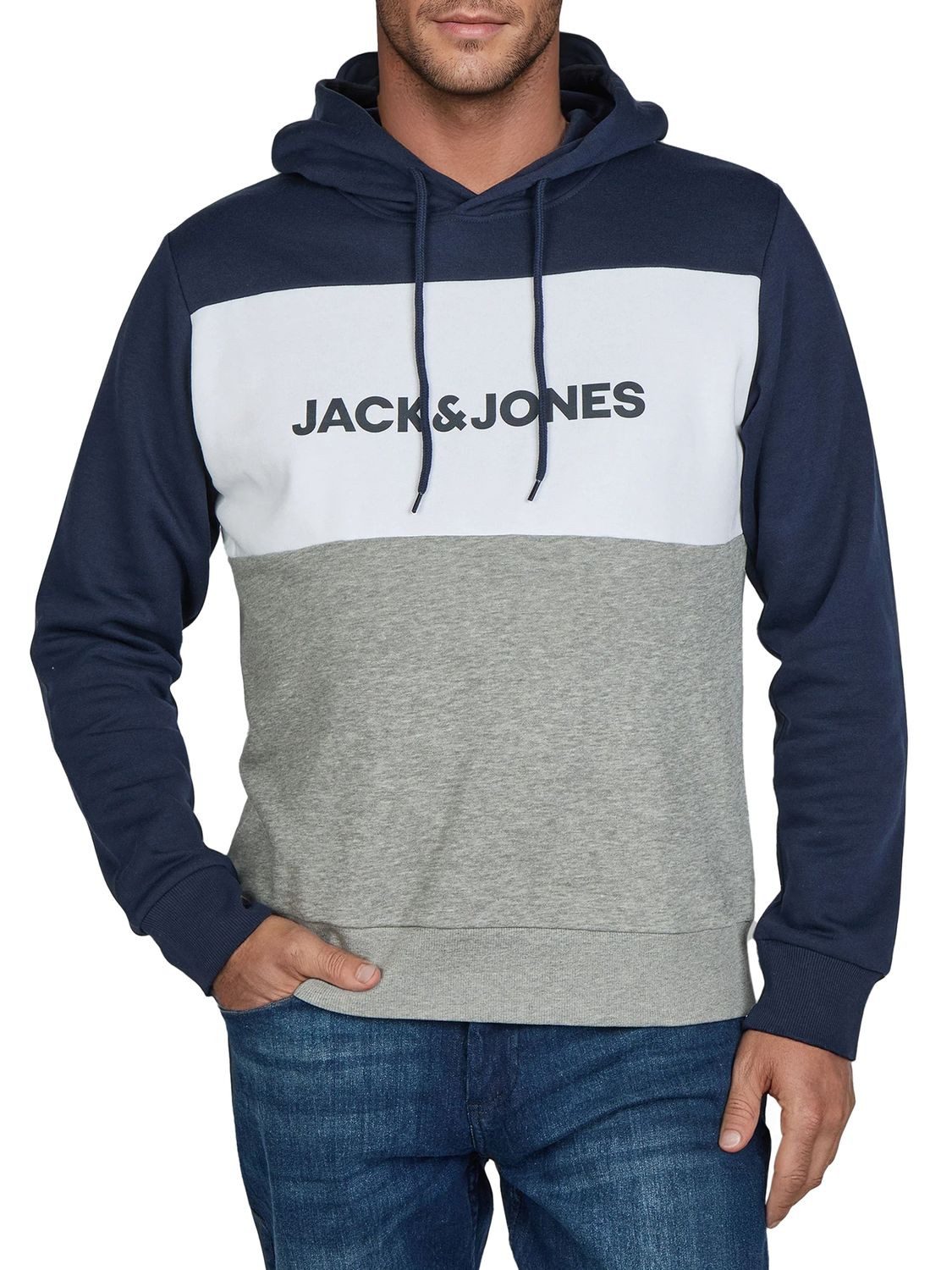 Jack & Jones Kapuzenpullover Herren Hoodie JWHLOGO BLOCKING Regular Fit Sweatshirt mir Kängurutasche