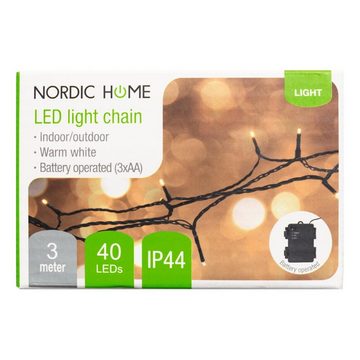 NORDIC HOME LED-Lichterkette LED Lichterkette mit Batteriebetrieb warmweiß In- Outdoor