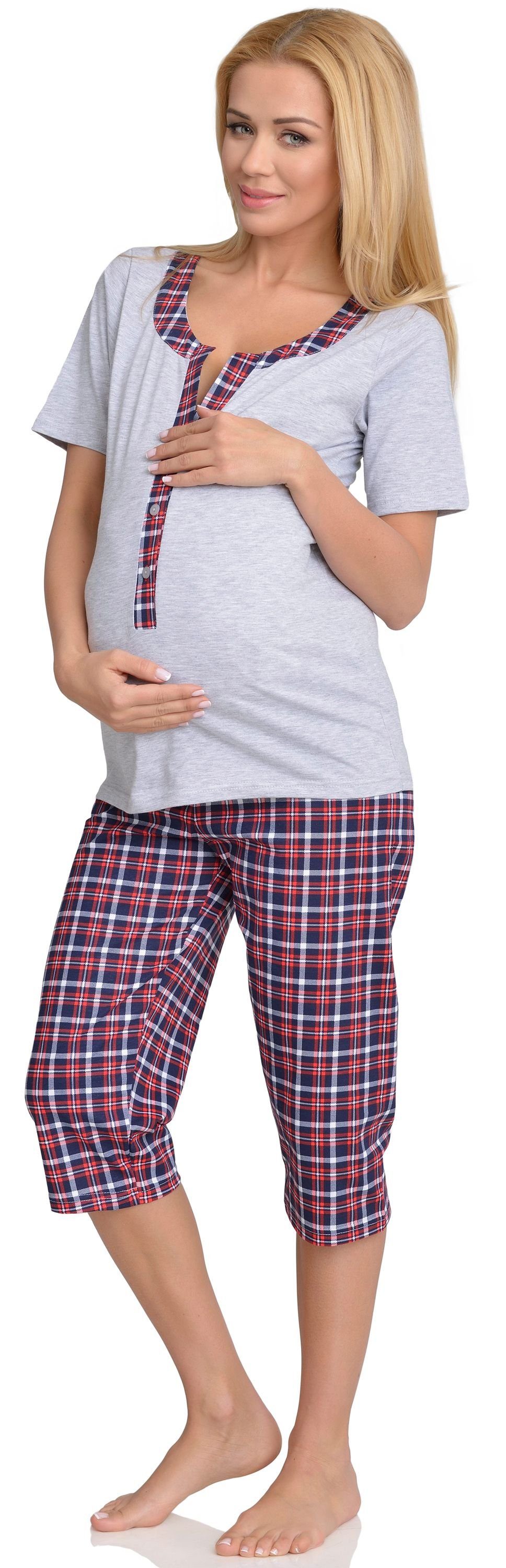 Stillpyjama Damen Schlafanzug Be Umstandspyjama H2L2N2 Melange Mammy