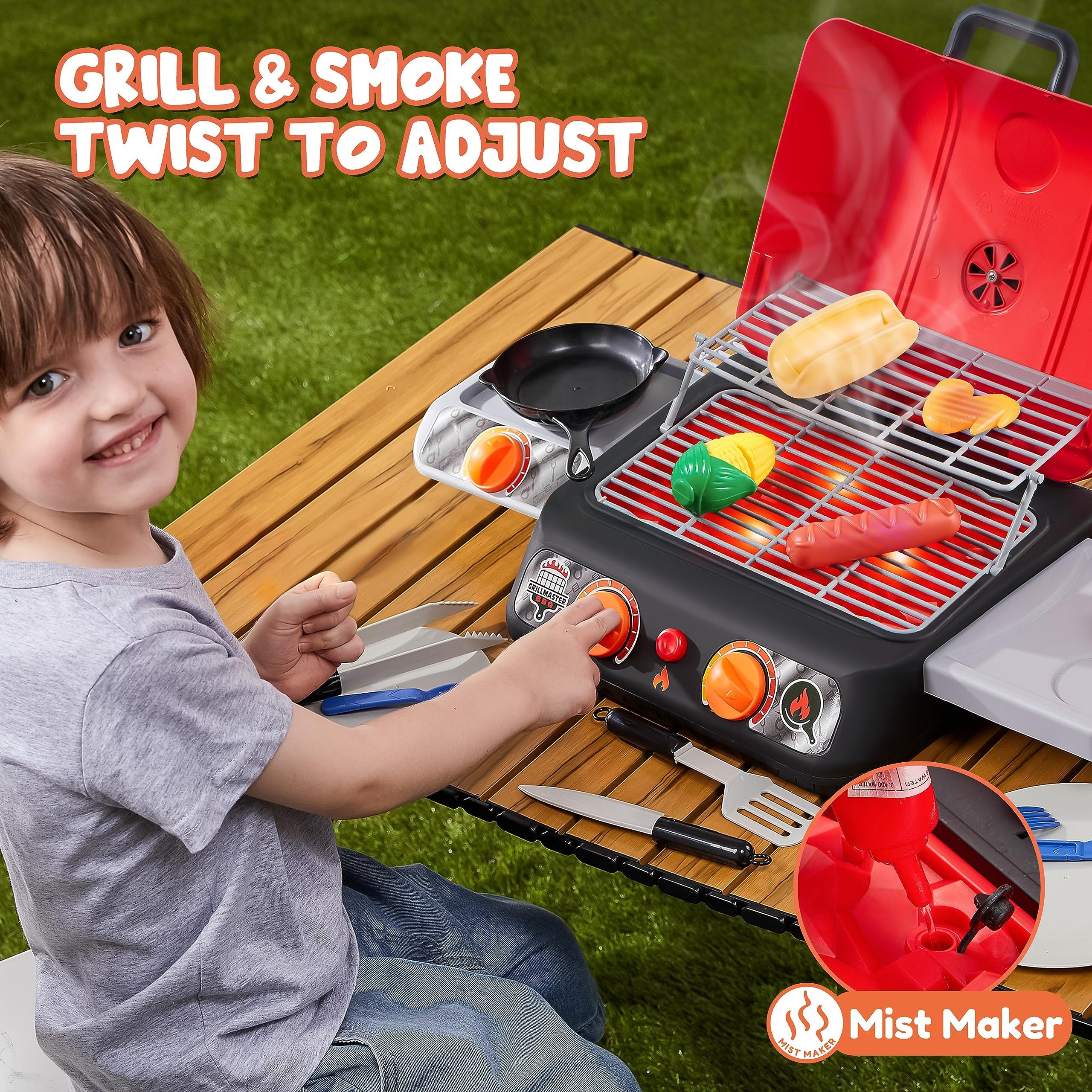 Play-Act Kinder-Grill Kinder BBQ Grill-Set mit Licht, Sound & Rauch–Spielzeugküche