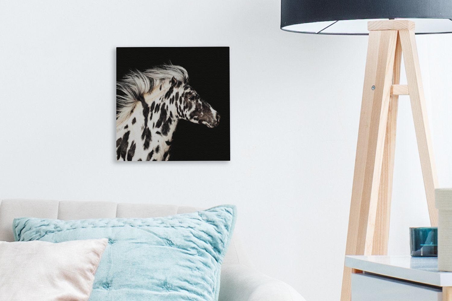 OneMillionCanvasses® Leinwandbild Pferd - Schlafzimmer Punkte - Tier, St), Wohnzimmer Bilder (1 Leinwand für