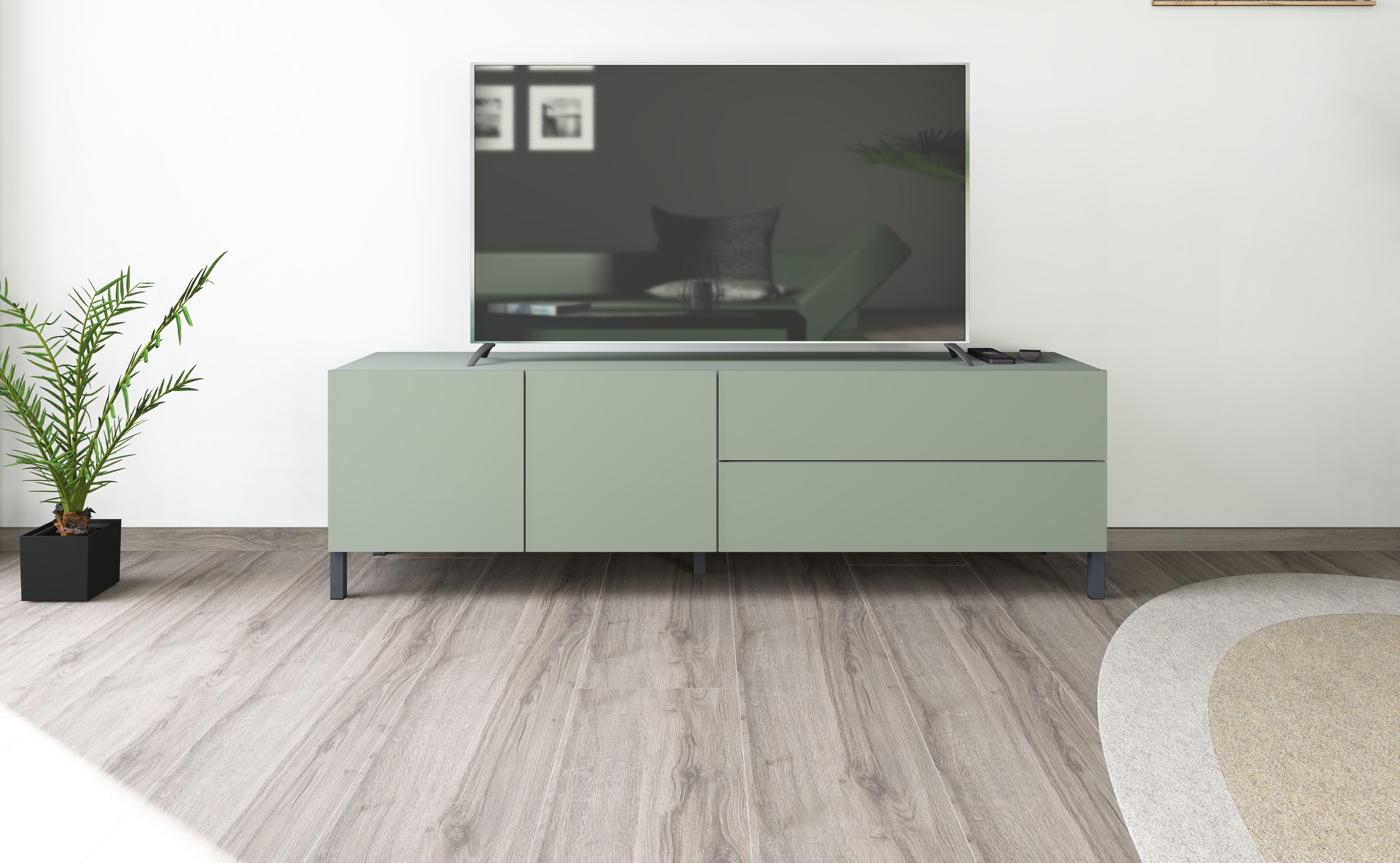 borchardt Möbel Lowboard Sophia, TV-Schrank Breite 152 cm, Metallfüße, grifflose Optik