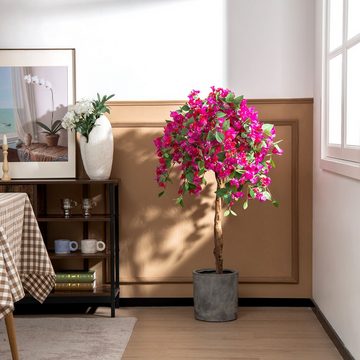 Kunstpflanze, COSTWAY, Höhe 135 cm, Kunstblume im Topf, mit Azalee-Blumen