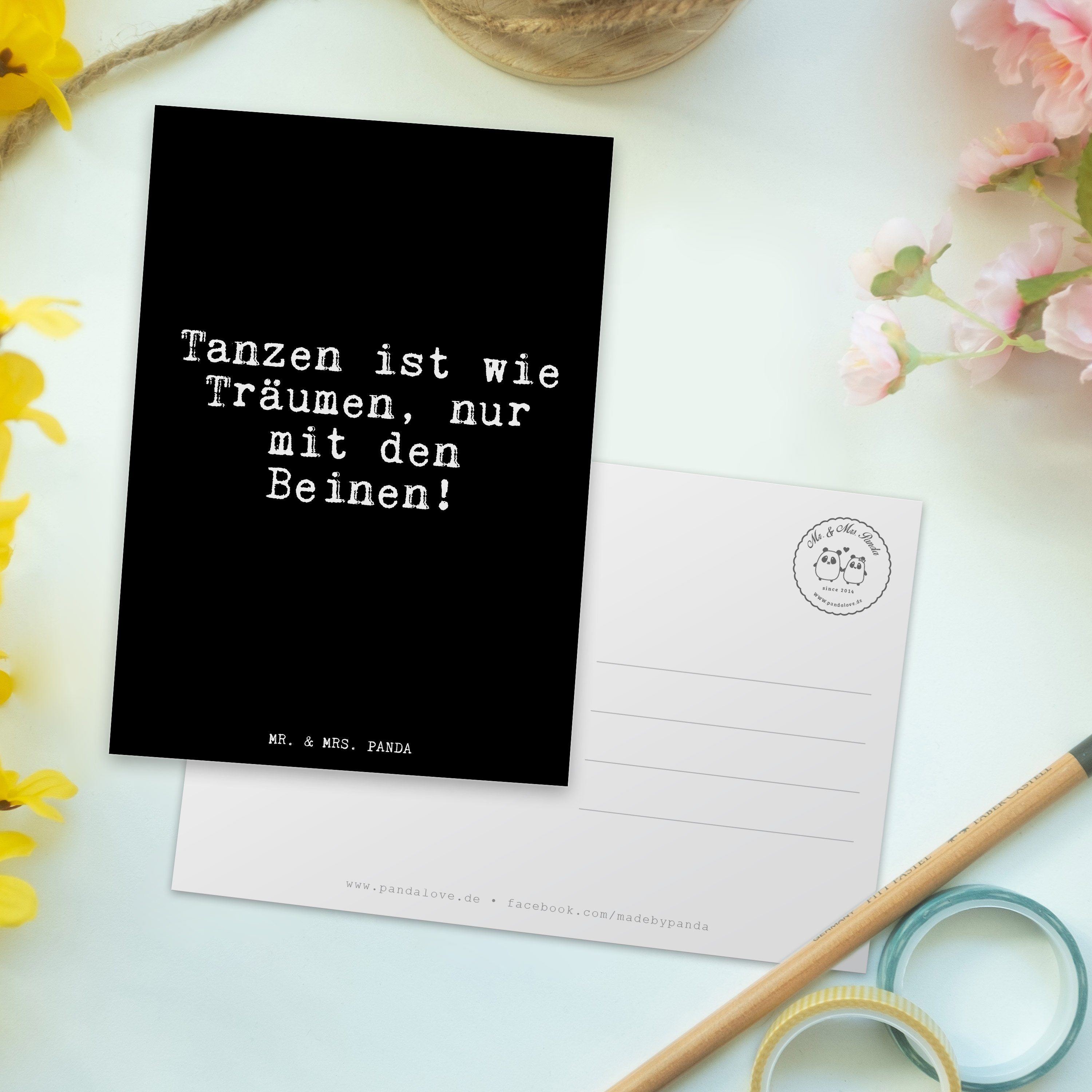 schö & Mr. ist Tanzen - Postkarte wie - Panda Schwarz Mrs. Zitate, Tänzer, Geschenk, Träumen,...
