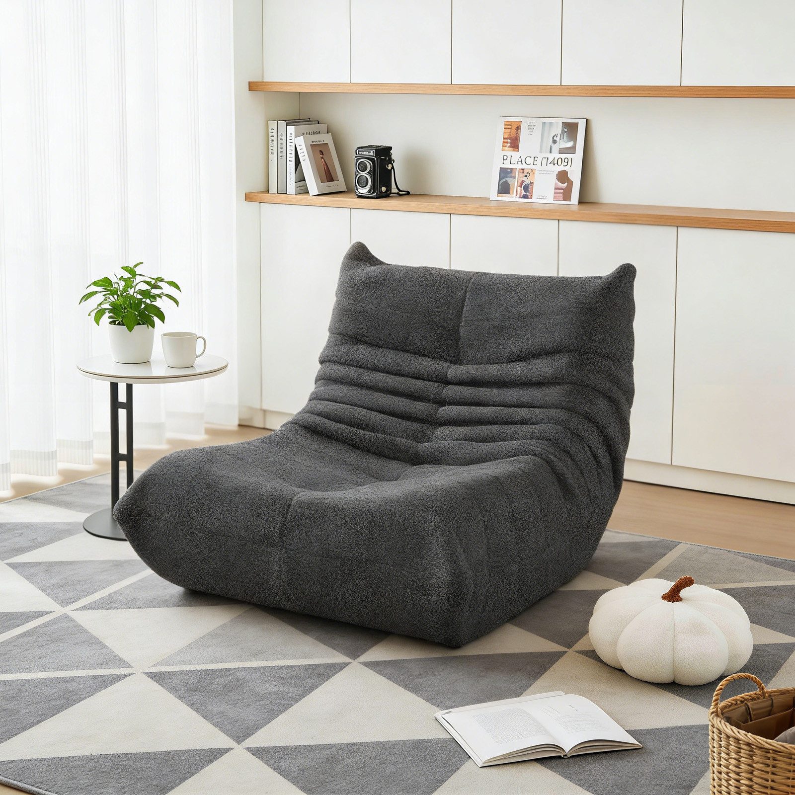 REDOM Sofa Sitzsack, Einzelsofa, Wohnzimmer Sofa, Interne rahmenlose Struktur, Teddyfleece+Schaumstoff mit hoher Dichte 1 Teile
