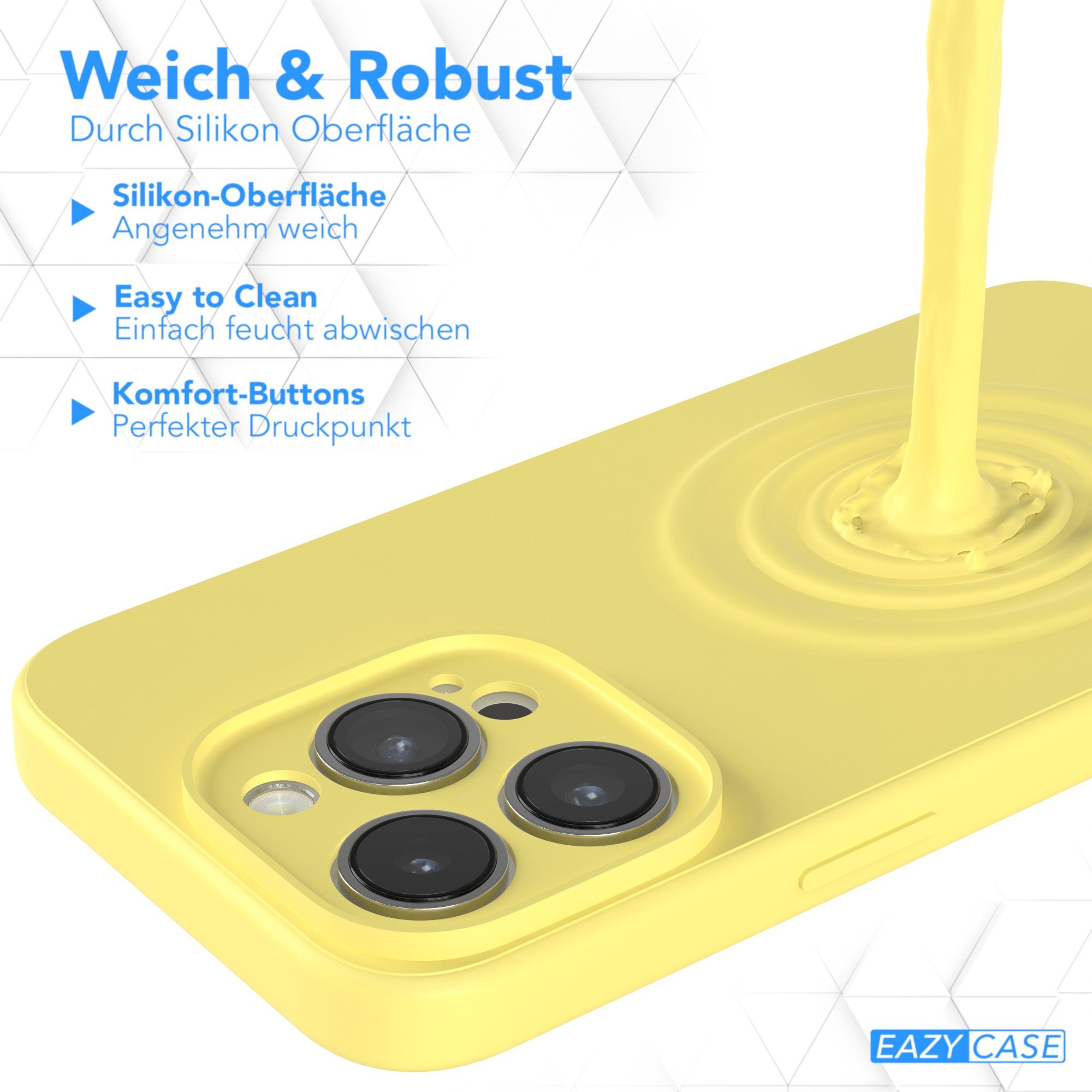 EAZY CASE Handyhülle für Apple iPhone 14 Pro Hülle Silikon 6,1 Zoll, Handy Softcase stoßfest Hülle mit Kameraschutz bumper tpuhülle Gelb – Bild 5 von 5
