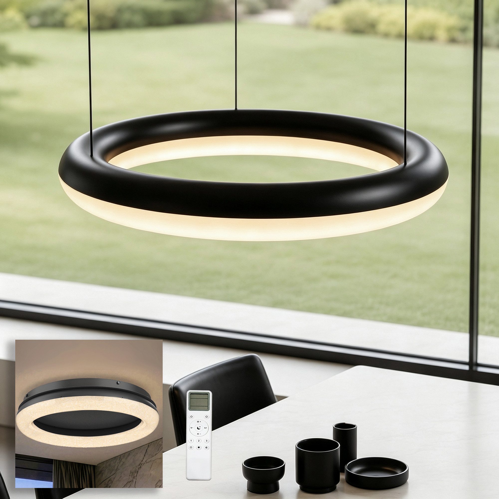doporro Pendelleuchte Hängelampe LED-Pendellampe höhenverstellbar CRI ≥ 95 30/50W Luvina03, LED fest integriert, LED-Pendelleuchte, CRI ≥ 95, 3 Steuerungsmodi, 30/50W