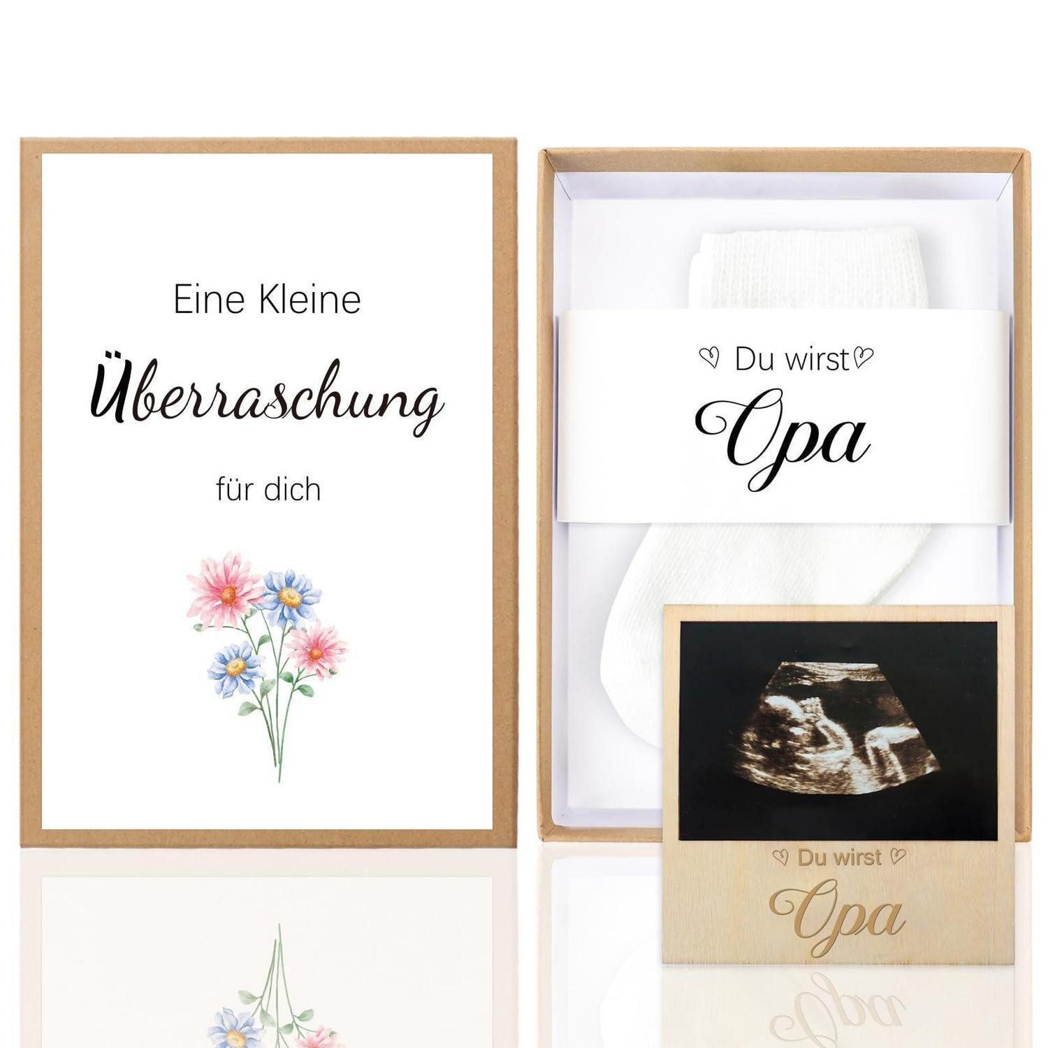 LuxusKollektion Geschenkbox Geschenkbox Schwangerschaft Opa Baby Socken Fotorahmen