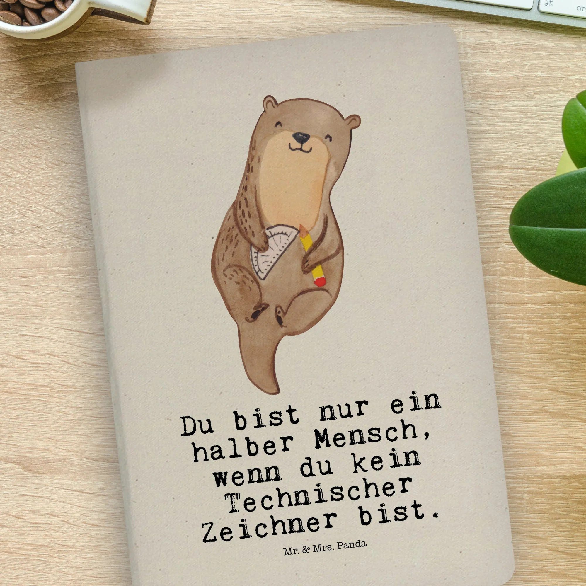 Thumbnail - Mr. & Mrs. Panda Notizbuch Technischer Zeichner Herz - Transparent - Geschenk, Firma, DIN A4 Pla Mr. & Mrs. Panda, Langl...