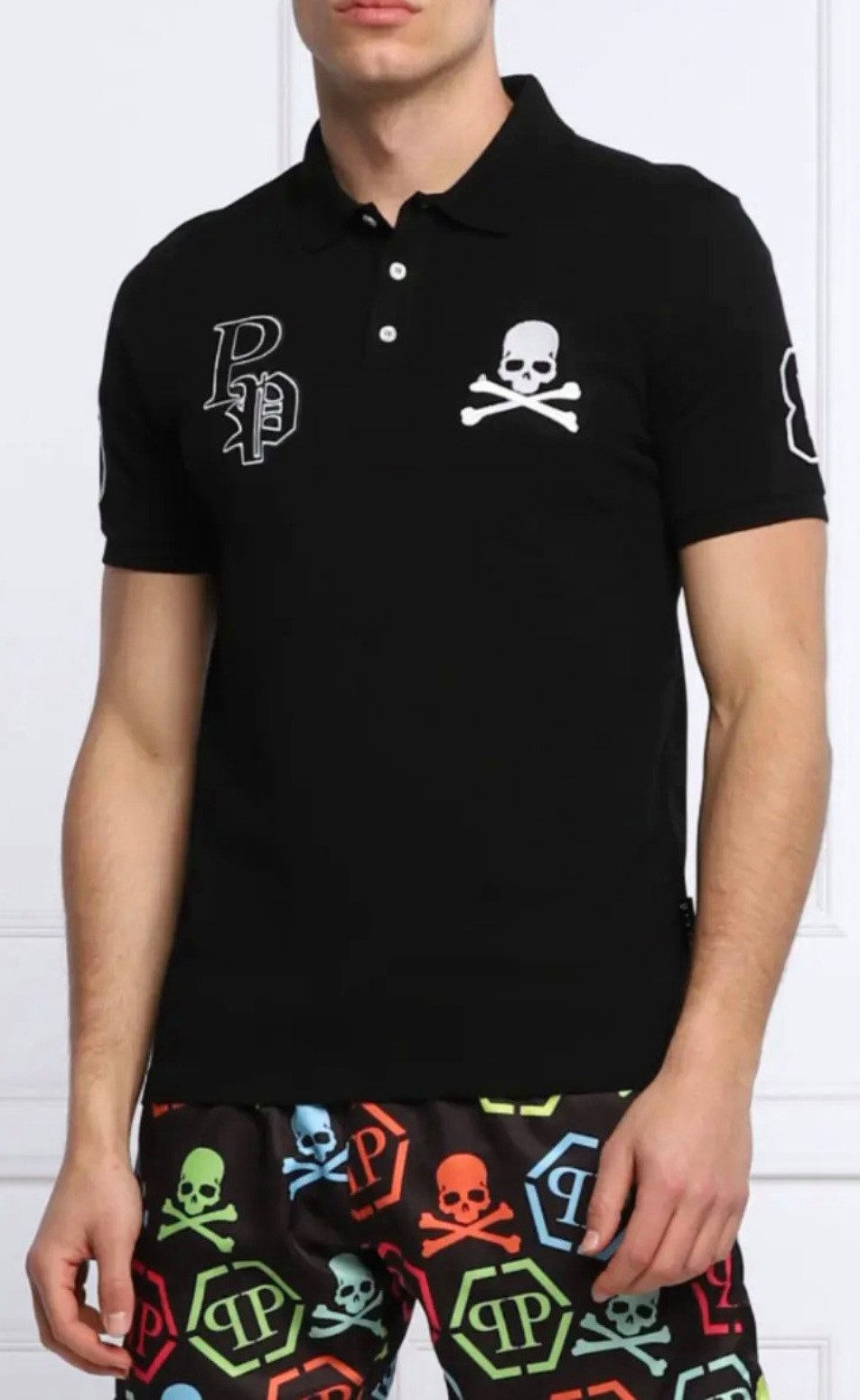 PHILIPP PLEIN Poloshirt SS Multi Skull Logo Polohemd