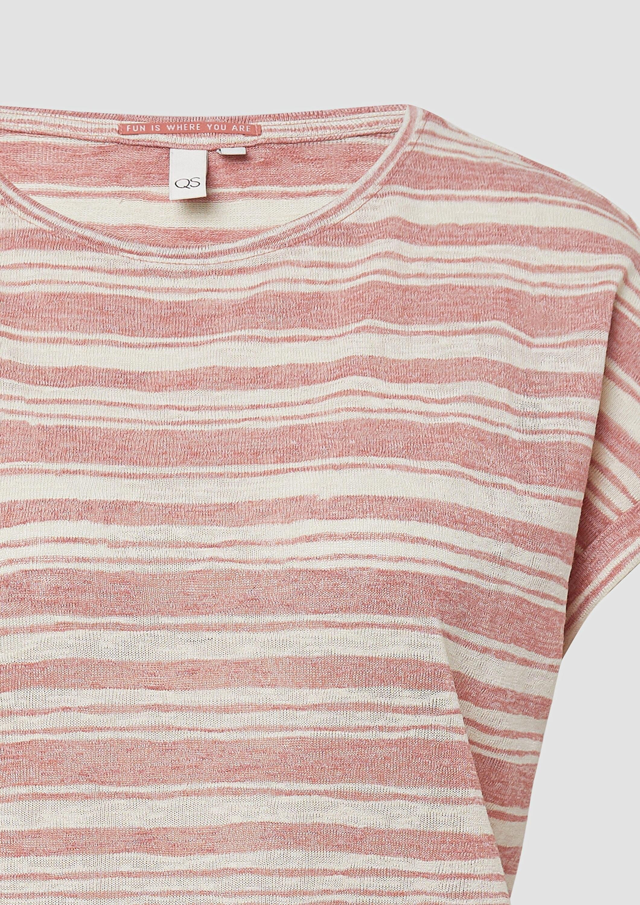 QS Kurzarmshirt T-Shirt Ringelshirt aus Viskosemix