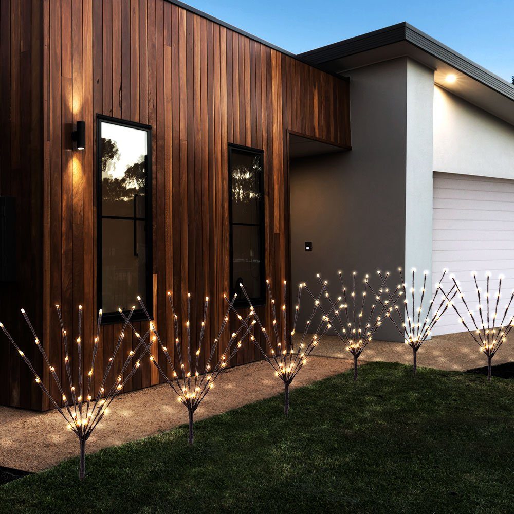 2x fest LED Außen 3 für Solarleuchte, Lampe Solarlampen Gartendeko Globo LED-Leuchtmittel mit verbaut, Warmweiß, Solar Solarleuchte