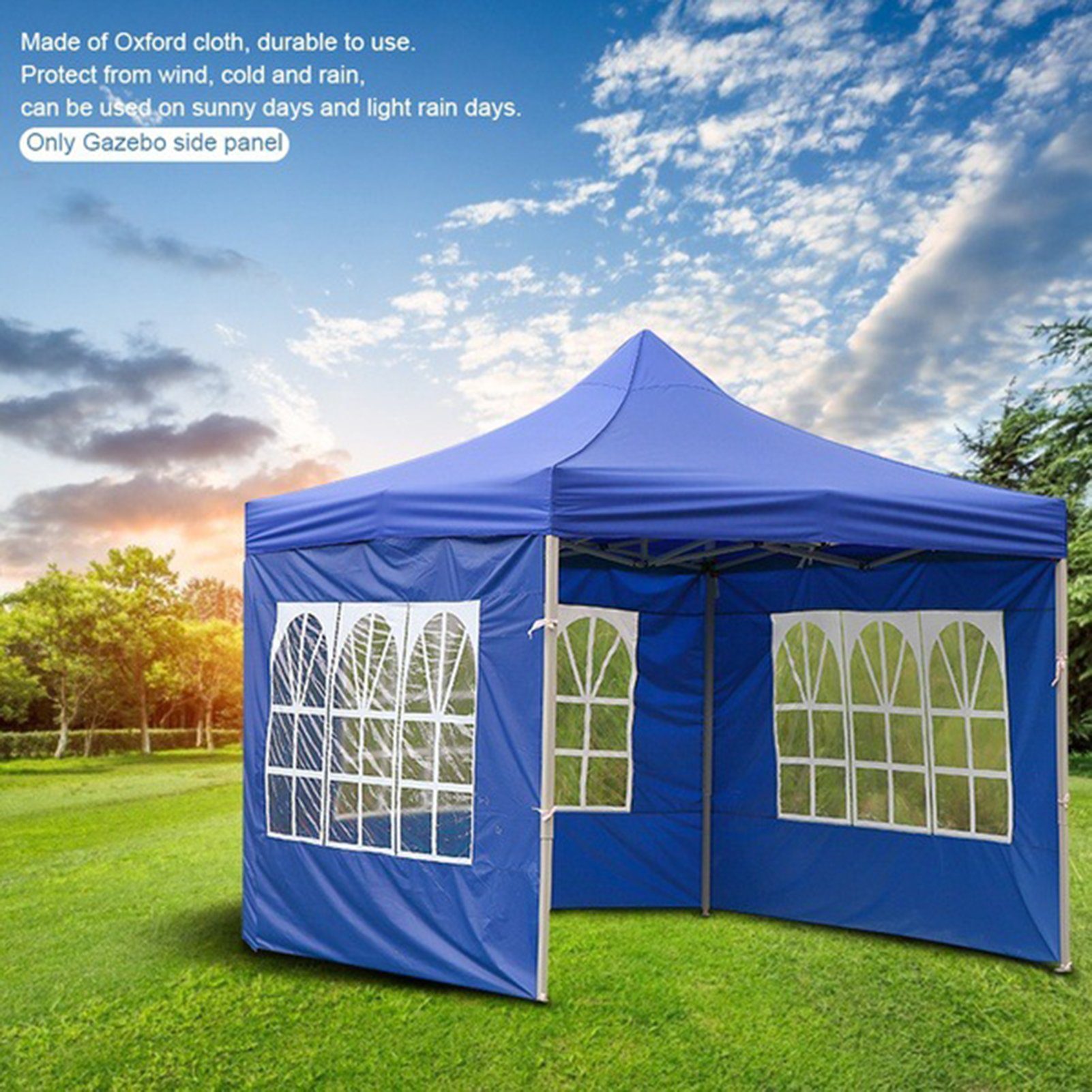 Tarp-Zelt für Fenster, blau Wind- Faltbar Wasserdicht Festival, und Hat und Flohmarkt (Multifunktionaler Campen 3 Oxford-Stoff, und Außenstallzelte), Marktstand, Seiten Zelttuch transparente regensicheres für Party, Rutaqian Camping-Sonnenschutz aus Wickeltuch