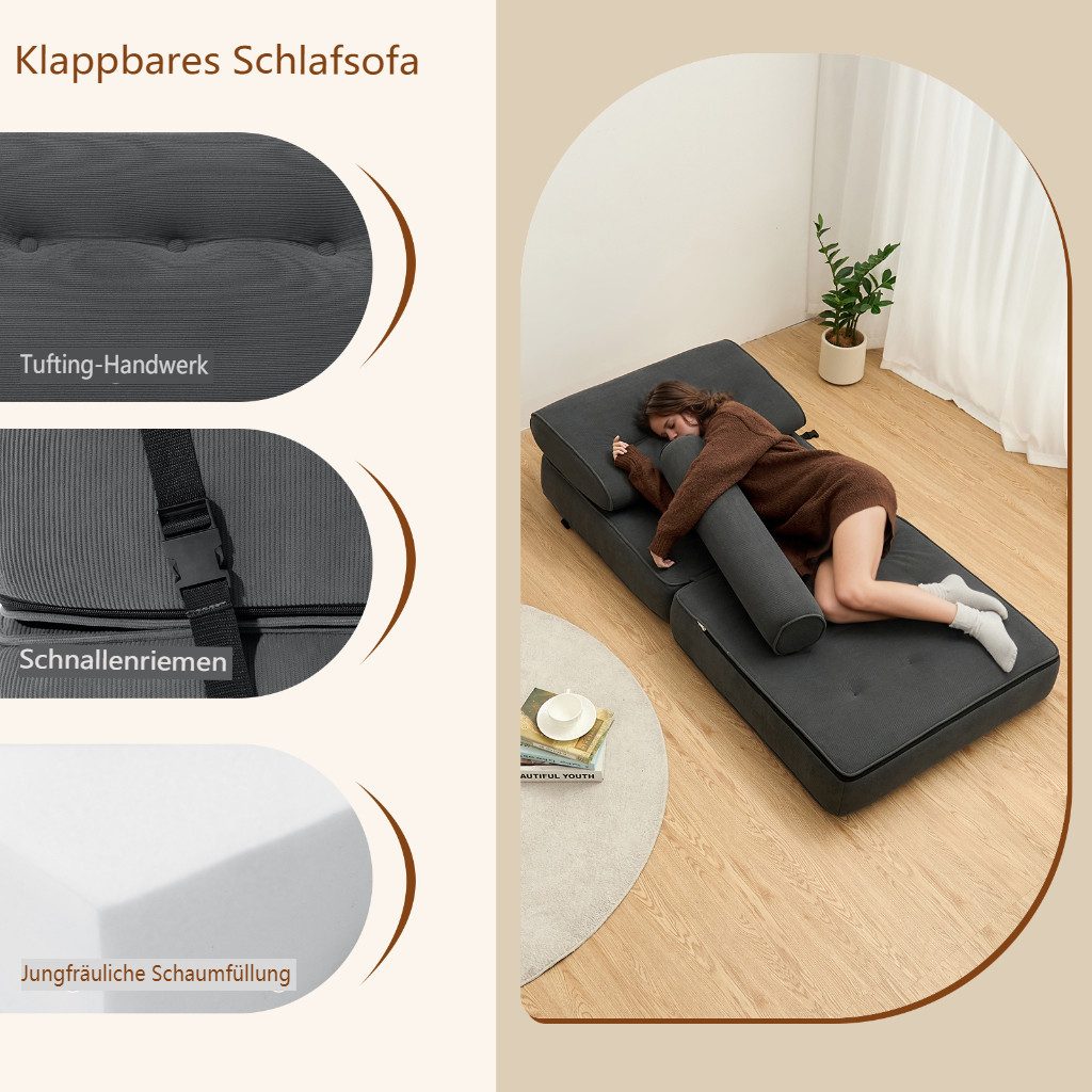 MECO Schlafsofa, Klappsofa mit Kissen, Cordstoff Schlafsessel 3-in-1, Gäste günstig online kaufen