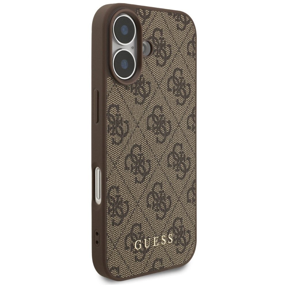 Guess Handyhülle iPhone 17 Kunstleder braun Classic Logo goldfarben Metall 6,3 Zoll, Kantenschutz – Bild 4 von 5