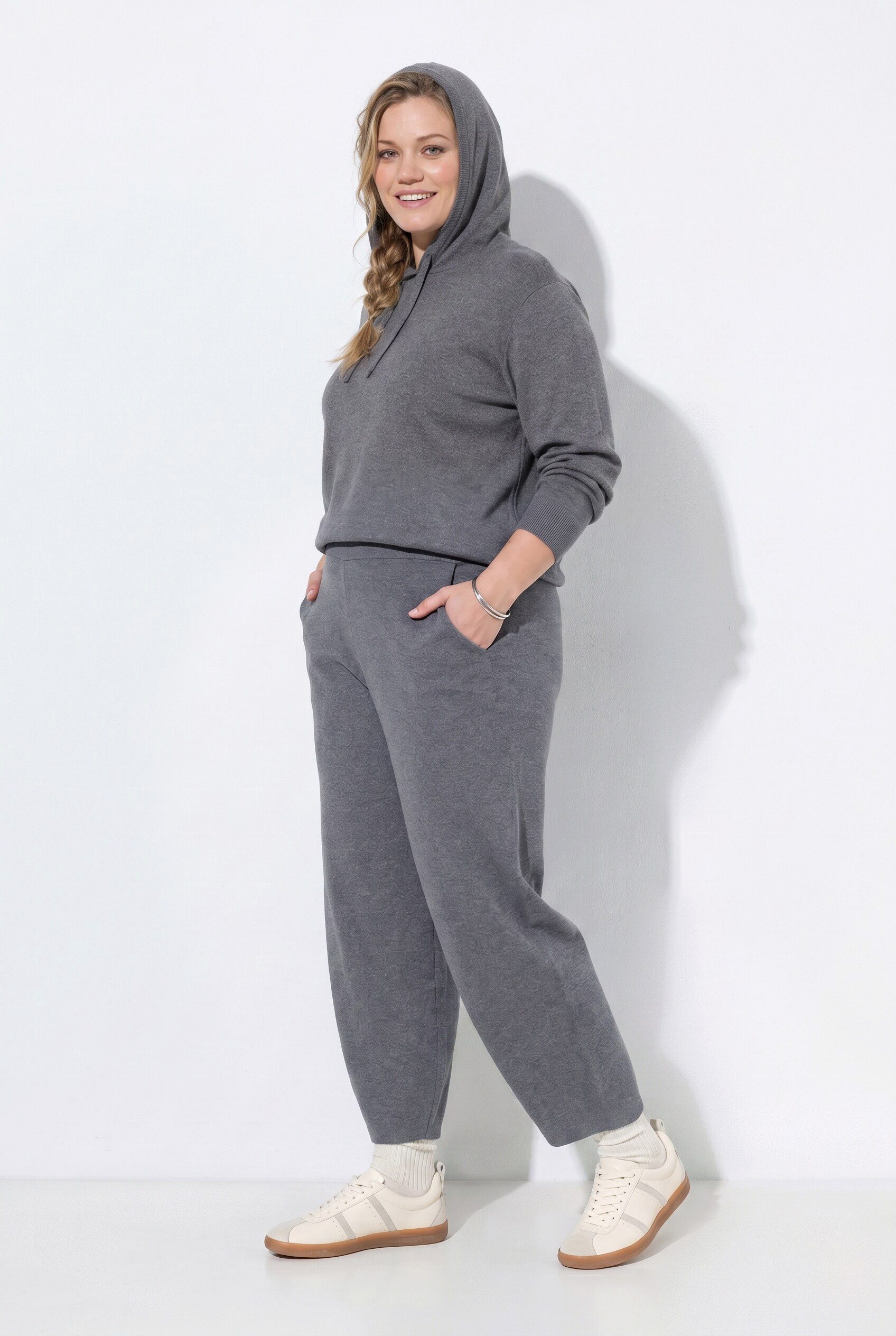 Ulla Popken Schlupfhose Barrel-Strickhose Milano-Strick Elastikbund