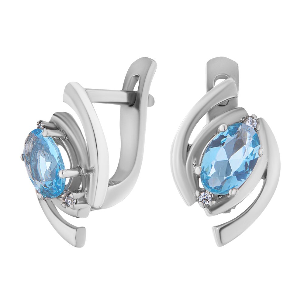 Secretforyou Creolen-Set Ohrringe Kreolen 925 Silber Topas Aqua Blue Zirkonia Echtschmuck