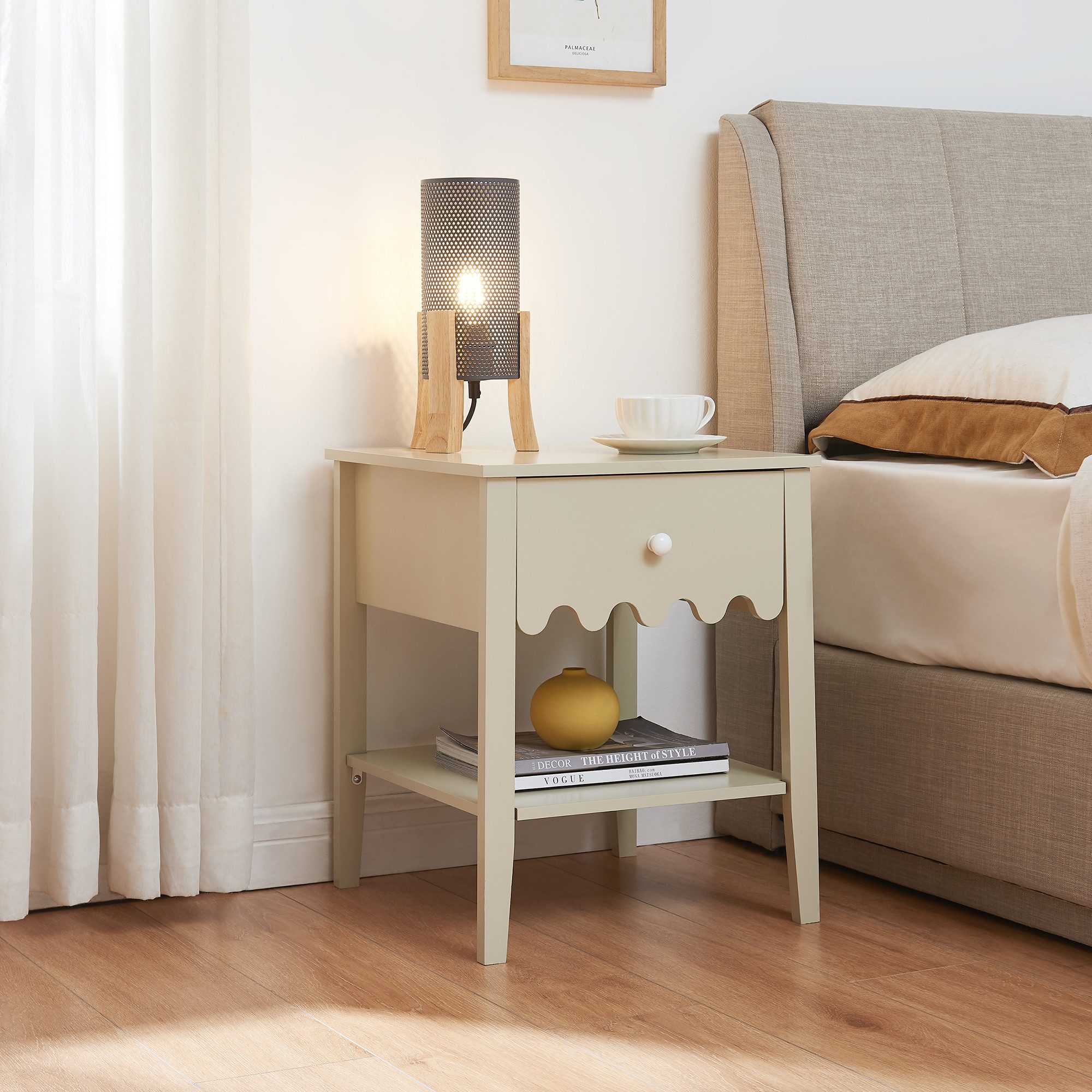en.casa Nachttisch, »Luspoo« mit Schublade 50 x 40 x 40 cm Cremeweiß günstig online kaufen