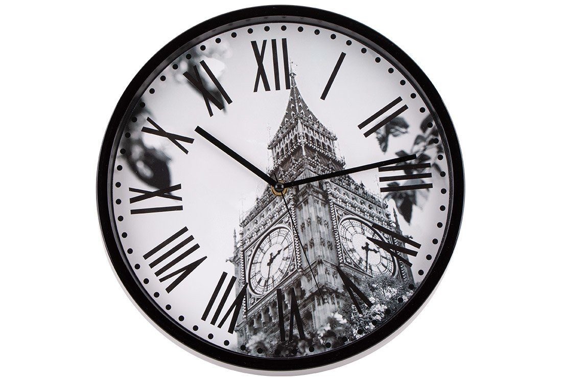 Dekonaz Wanduhr Moderne Wanduhr Römische Zahlen 30x30 cm Schwarz Ausblick