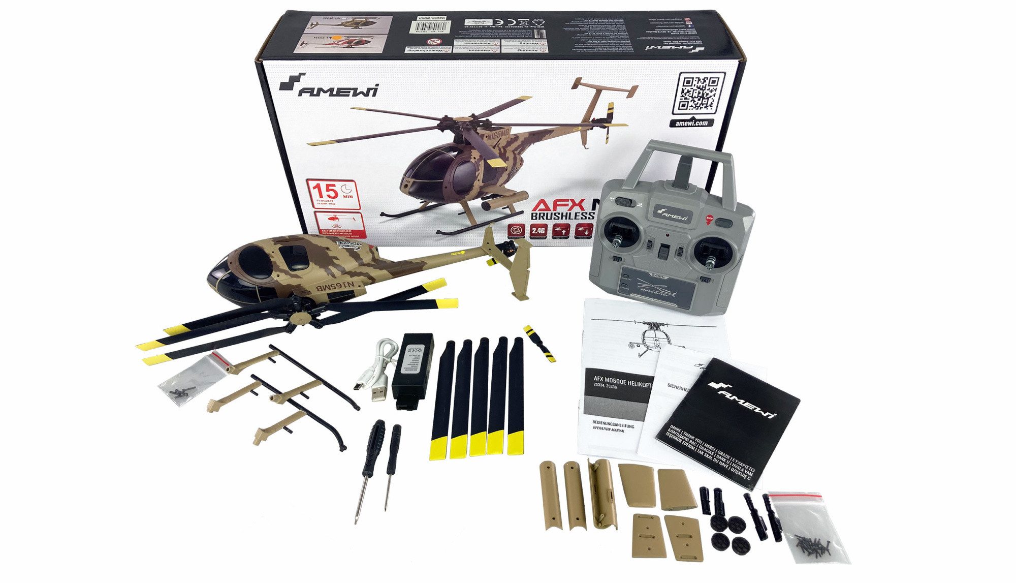 Thumbnail - Amewi RC-Bagger Amewi RC Hubschrauber AFX MD500E Militär brushless 4-Kanal 325mm 6G RT