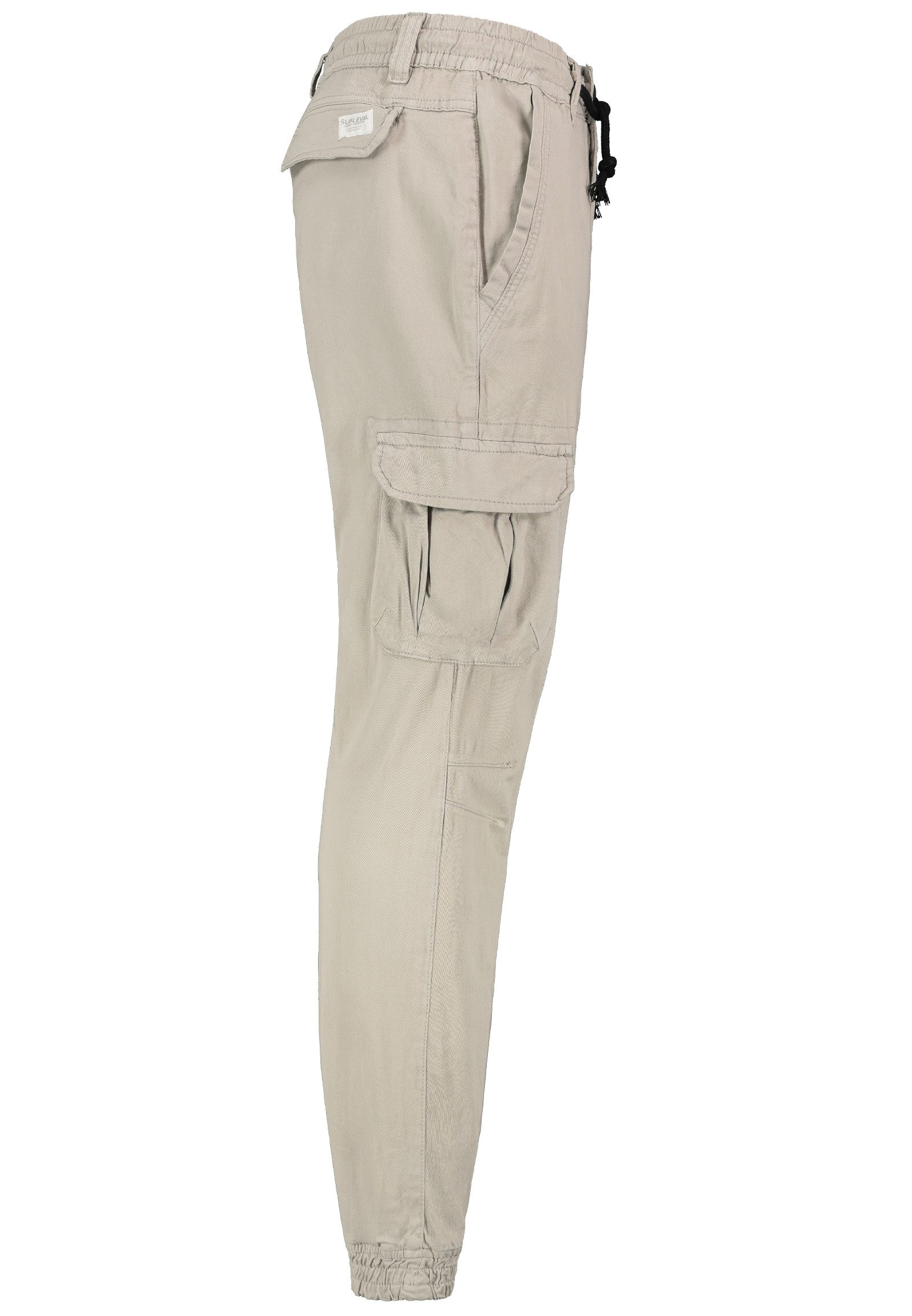 SUBLEVEL Cargohose mit elastischen Bündchen und Kordelzug Jogger Pants