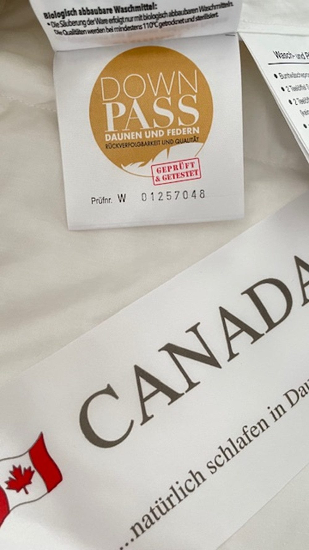 Canada Sommerbettdecke Sommer Daunendecke Steppdecke canadische Daune, Füllung: 100% Daune, Bezug: 100% Baumwolle, trockenes Schlafklima, Qualität Klasse 1, NOM – Bild 3 von 5