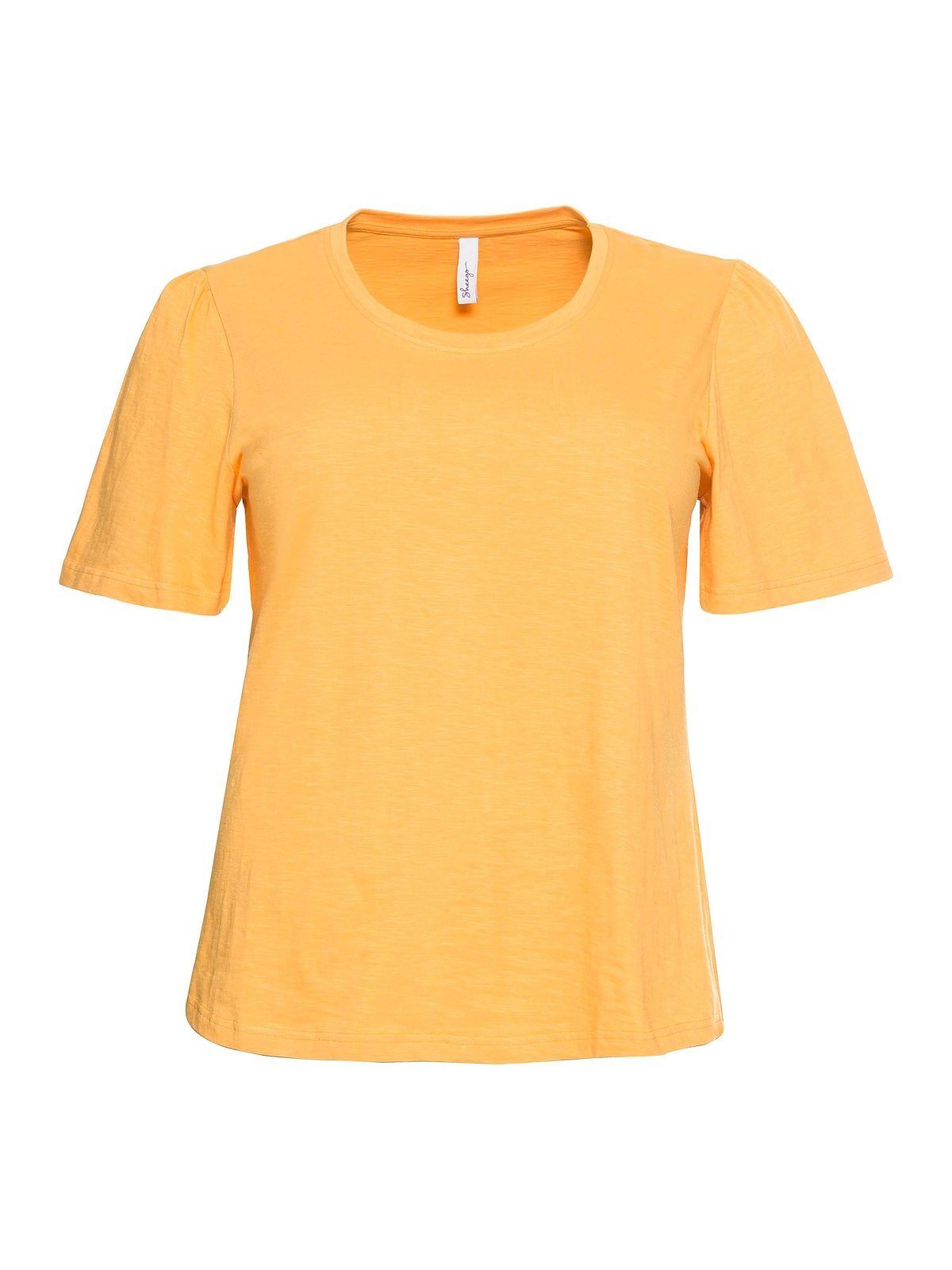 Sheego T-Shirt Große Größen mit apricot kurzen Baumwolle Flügelärmeln, reiner aus