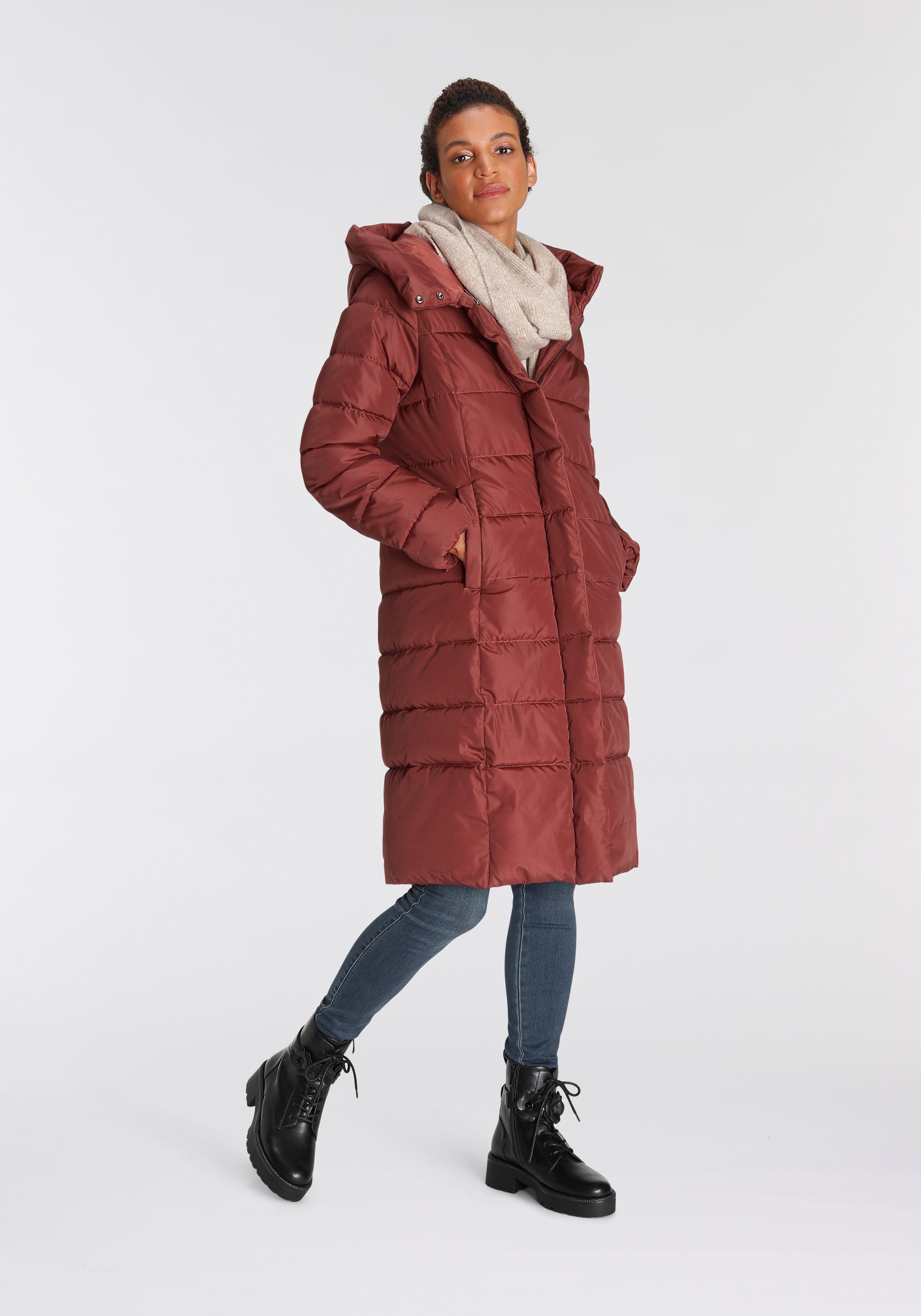 Burnt X Henna ONLTINA Kapuze PUFFER Steppmantel OTW LONG mit ONLY COAT