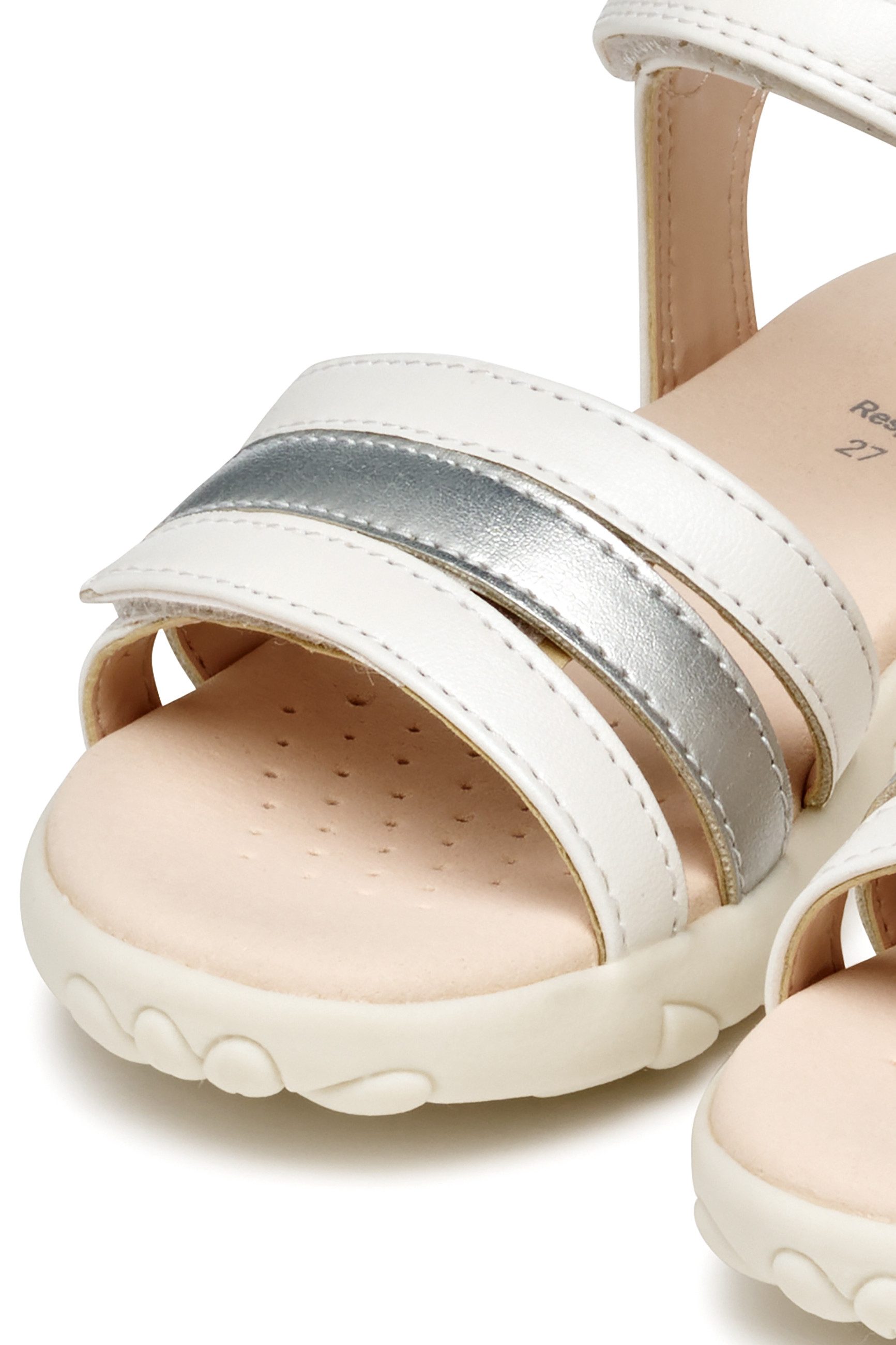 Geox J SANDAL HAITI GIRL Sandale, Glitzersandale, Klettschuh im Metallic Look