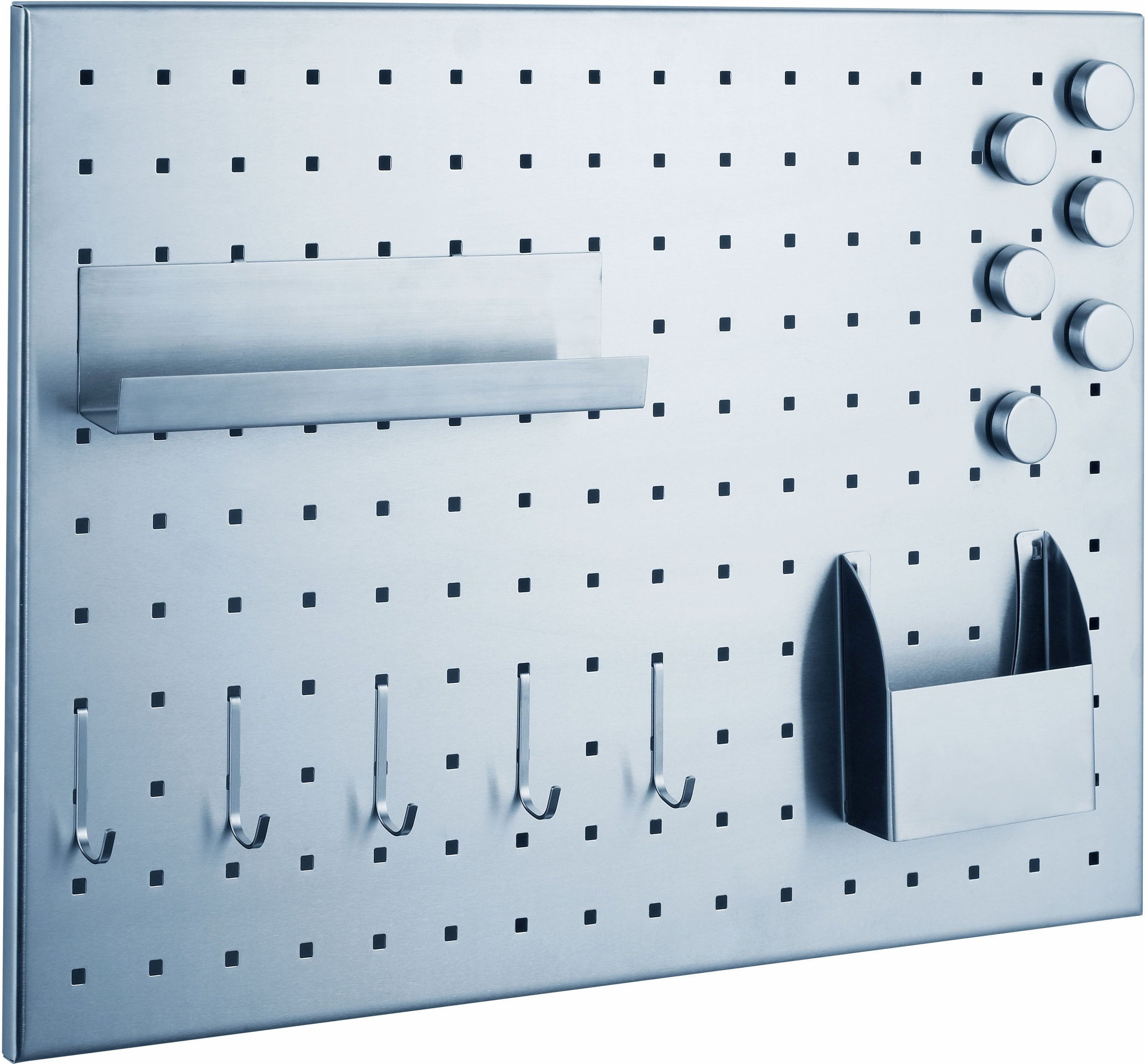 ALCO Wandtafel Magnettafel Edelstahl gelocht gebürstet 50x35cm silber inkl. Zubehör