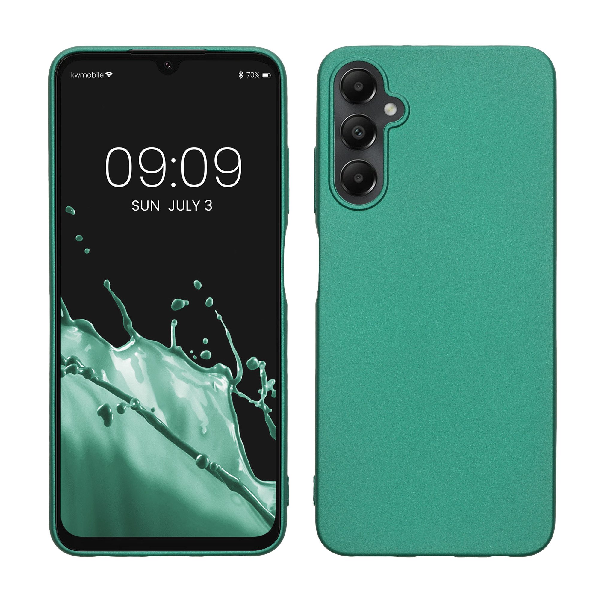 kwmobile Handyhülle Handyhülle für Samsung Galaxy A05s Hülle, Silikon Case metallisch schimmernd - Schutzhülle Cover