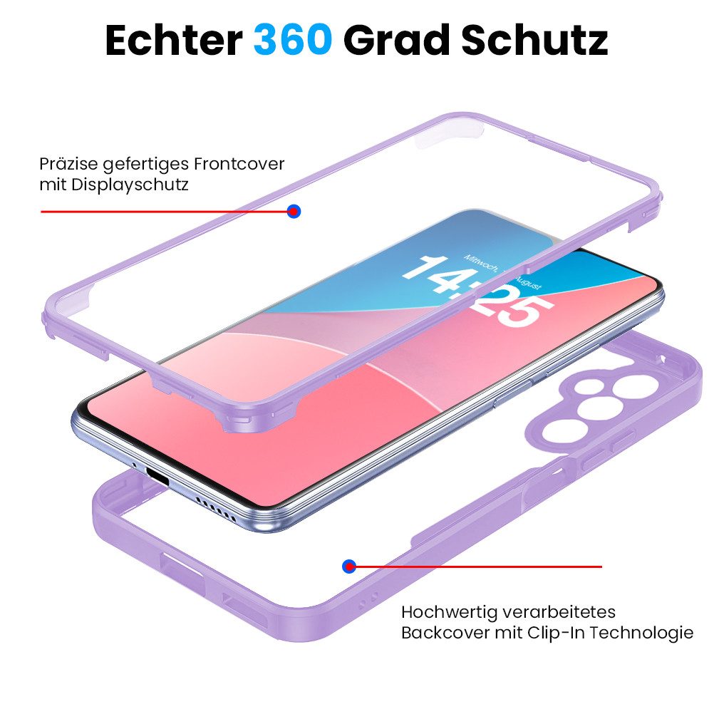 Tec-Expert Handyhülle 360 Grad Hülle für Samsung Galaxy A05s 6.7 Zoll, 6.7, Rundum Schutz Cover Case Hülle robust