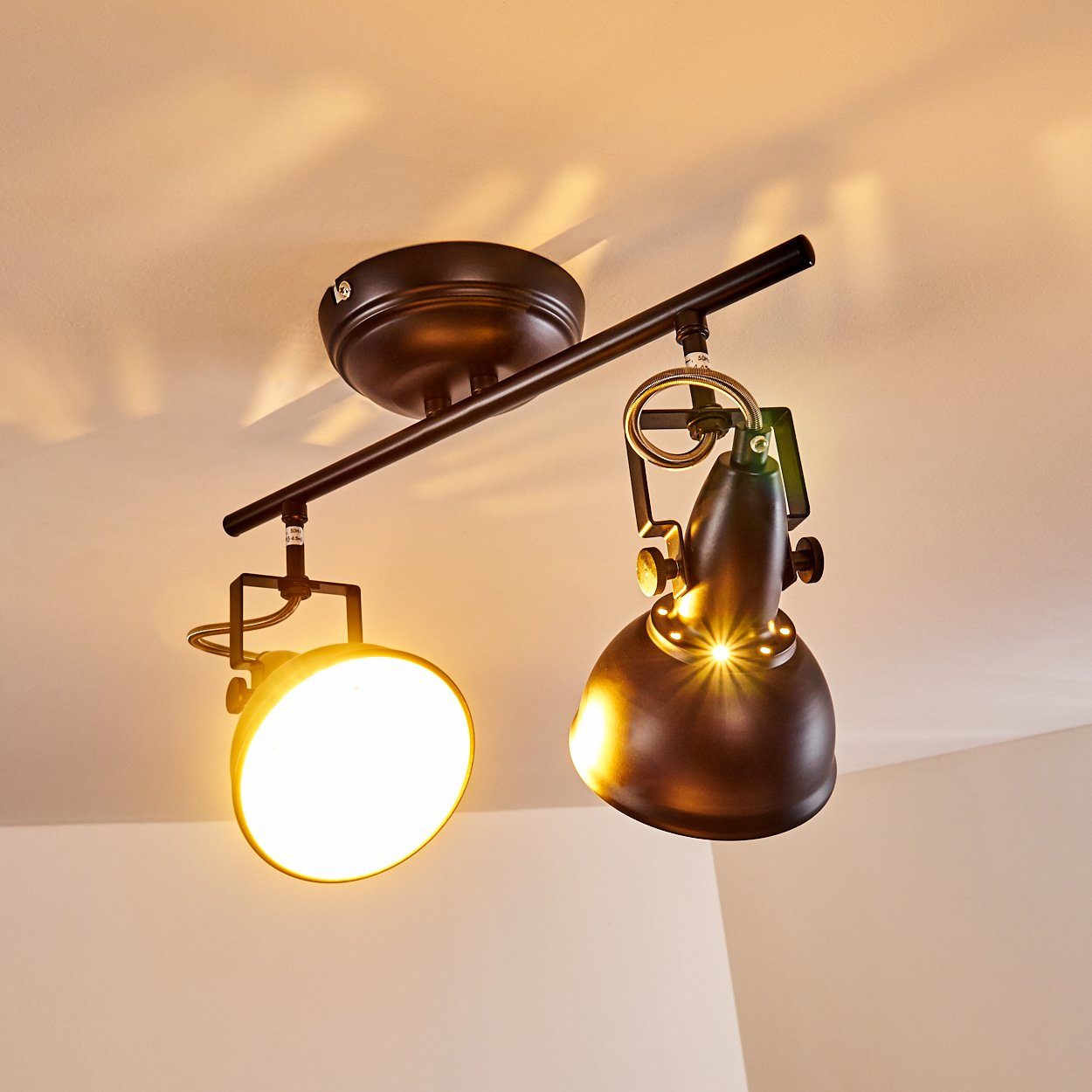hofstein Deckenleuchte »Arazane« Deckenlampe aus Metall in Schwarz/Gold, ohne Leuchtmittel, mit verstellbaren Strahlern, 2xE14, Spot im Retro/Vintage Design – Bild 4 von 5