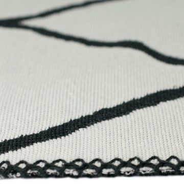 Outdoorteppich Wendeteppich für drinnen & draußen 2 Rauten Farbdesigns schwarz weiß creme, Teppich-Traum, rechteckig