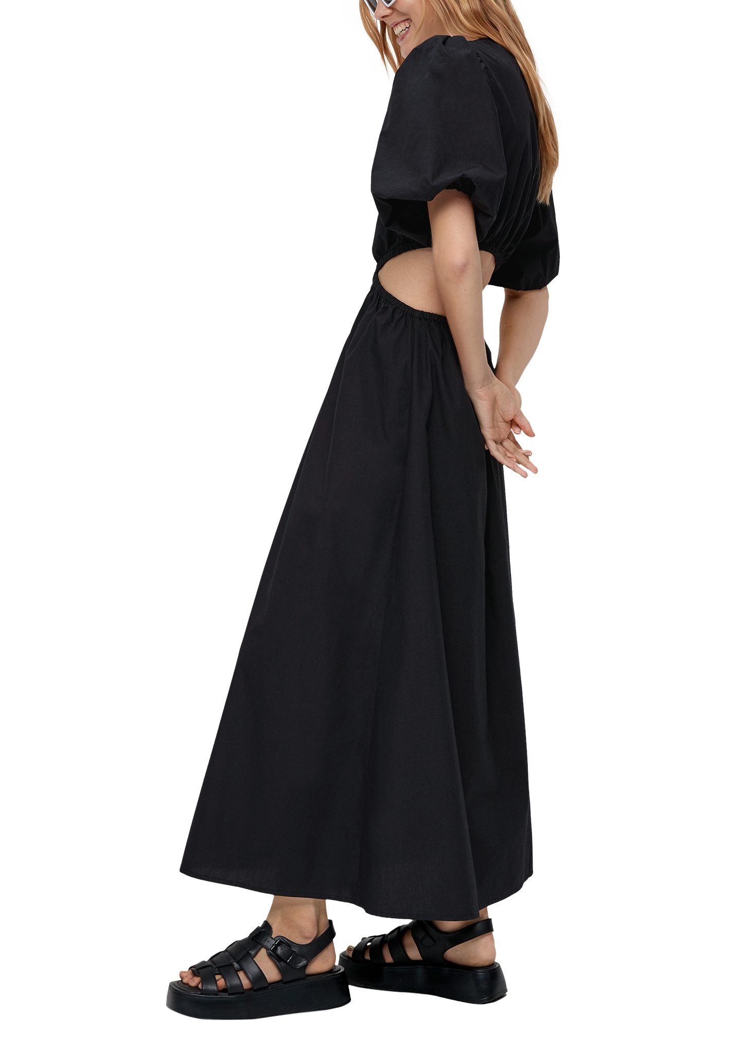 QS Minikleid Zweiteiliges Popeline-Kleid Raffung Out, Cut