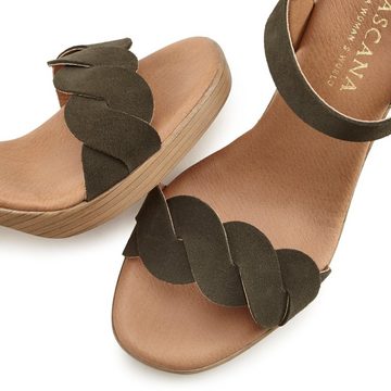 LASCANA Riemchensandalette Sandale, Sommerschuh aus Leder mit Blockabsatz