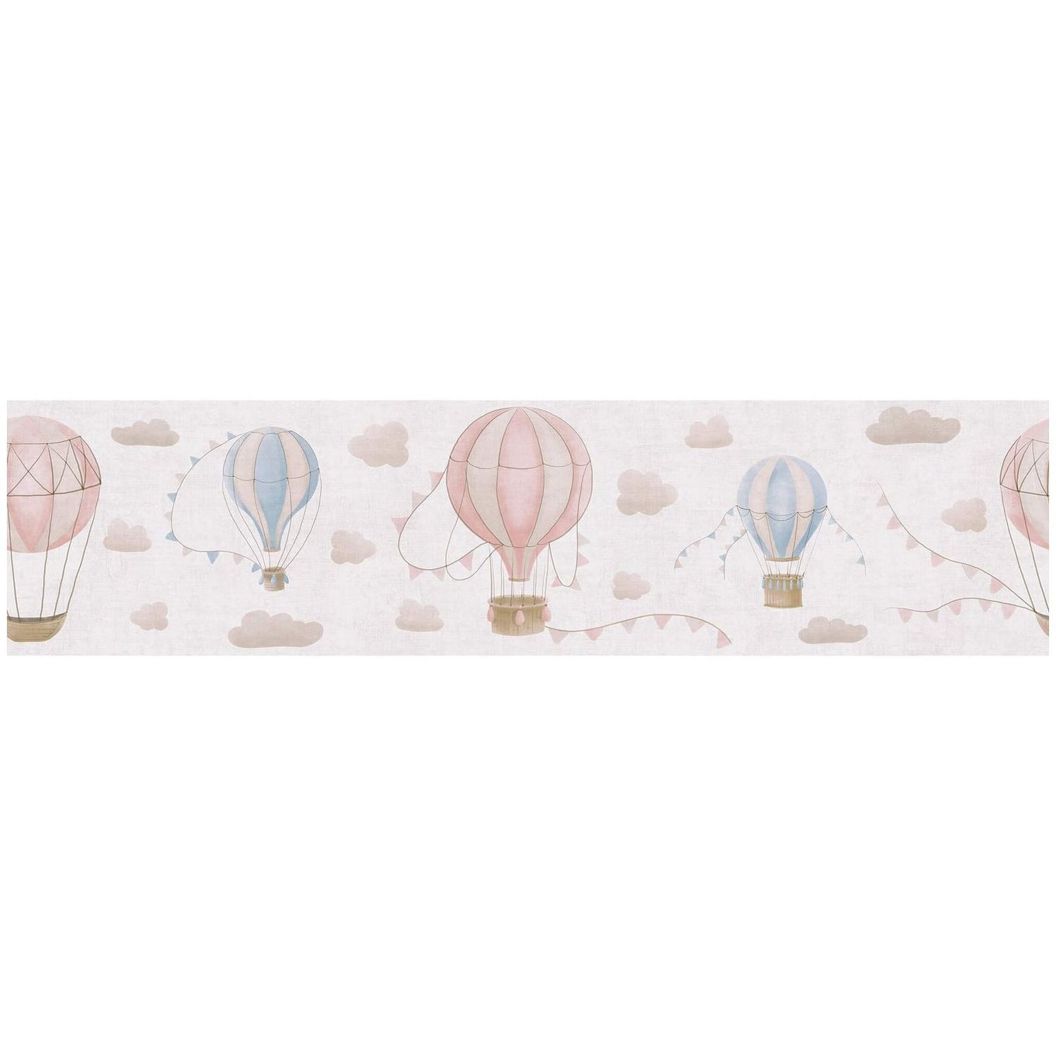 Profhome Bordüre 771351-GU Kinderzimmer Tapete Wolken matt creme beige rosa, glatt, (1 Rolle, 0,65 qm), Vlies-Bordüre, beige