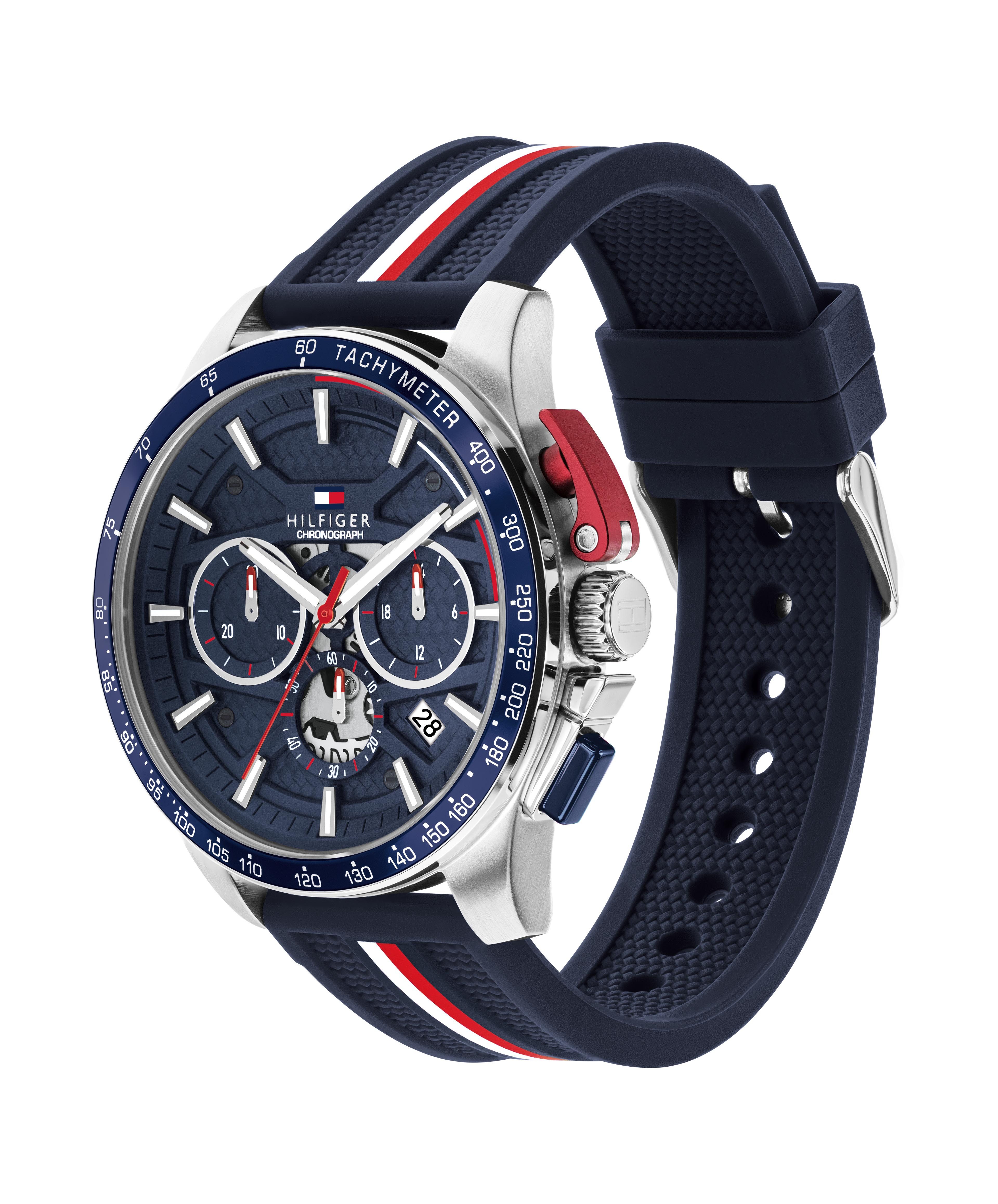 Tommy Hilfiger Chronograph BANK 1792292, Quarzuhr, Armbanduhr, Herrenuhr, Silikonarmband, analog, Tag