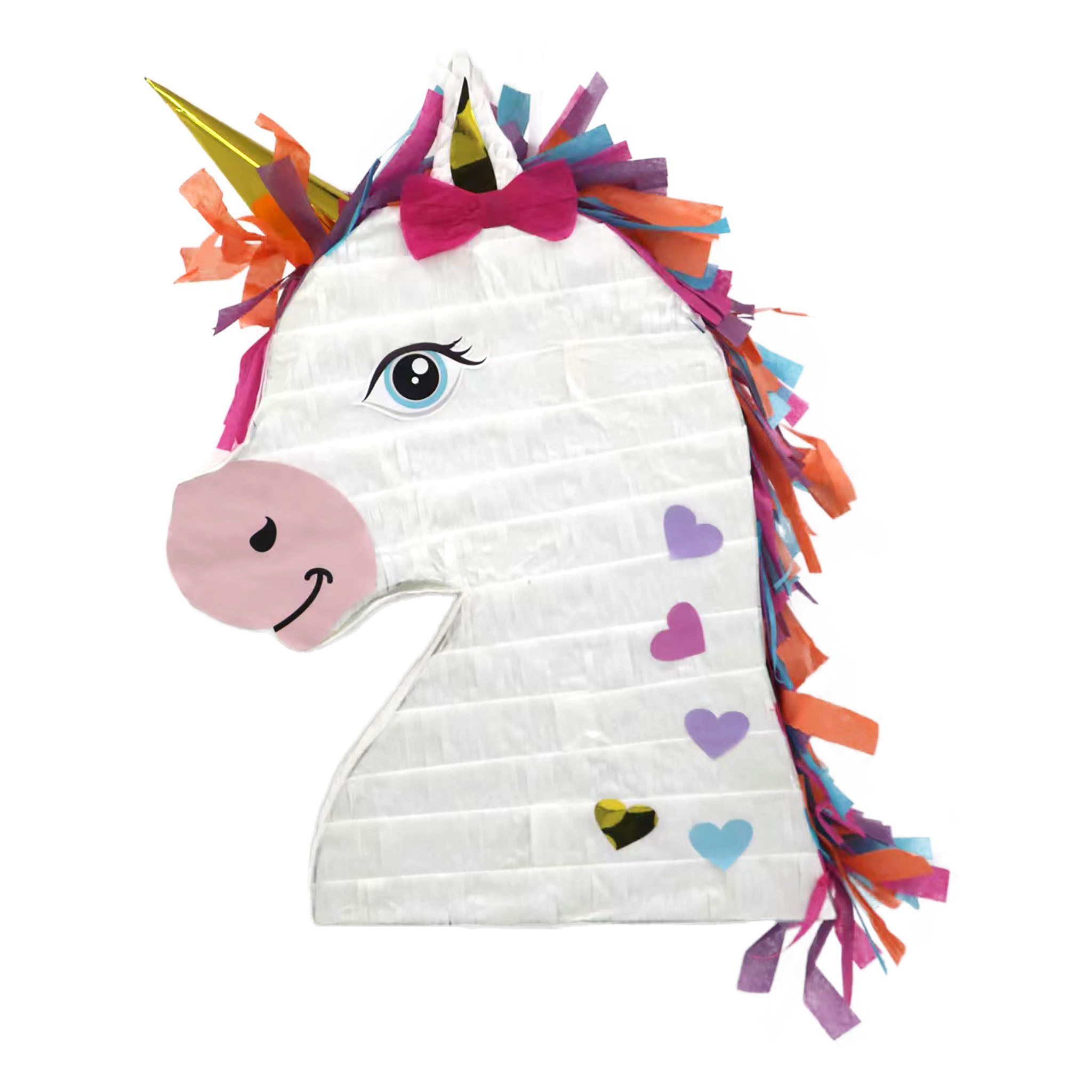 Funny Fashion Pinata Pinata 'Einhorn Kopf' Weiß/Bunt, 42x30,5x7.5cm
