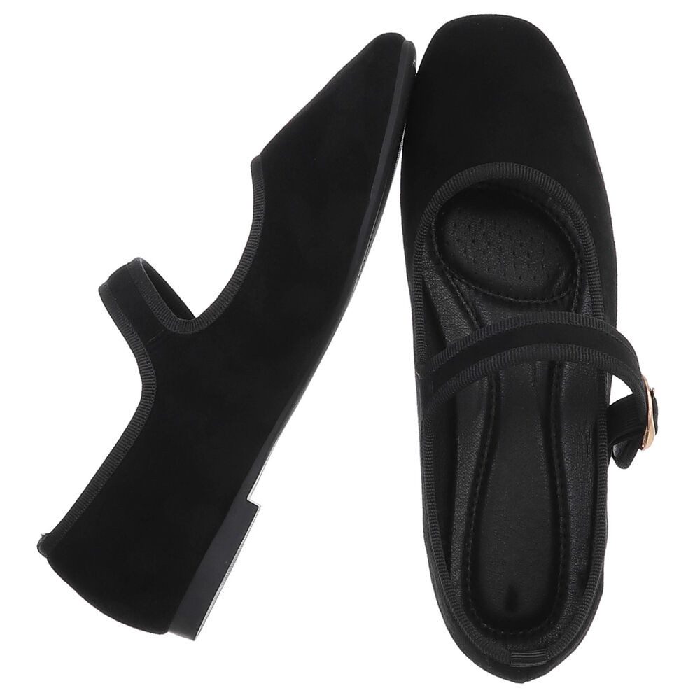 Ital-Design Elegante Flats mit Riemen für Damen – ideal für Alltag Schnürpumps (91554699) Blockabsatz Riemchenballerinas in Schwarz