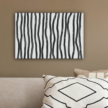 OneMillionCanvasses® Leinwandbild Kunst - Abstrakt - Linien - Schwarz - Weiß, (1 St), Wandbild Leinwandbilder, Aufhängefertig, Wanddeko, 30x20 cm