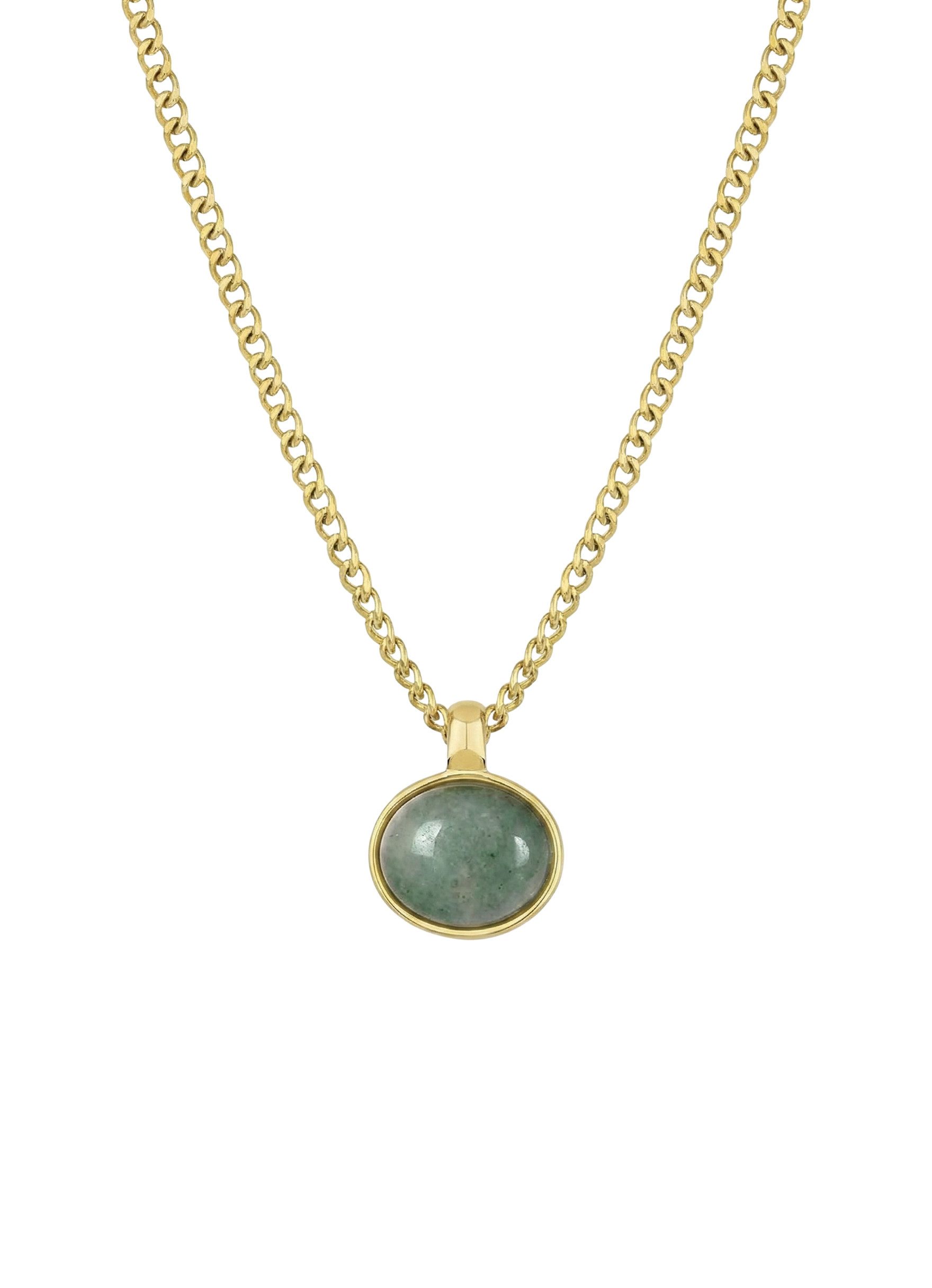 Einzelstück Kette mit Anhänger Halskette wasserfest Ubud Stein 14K vergoldet Edelstahl