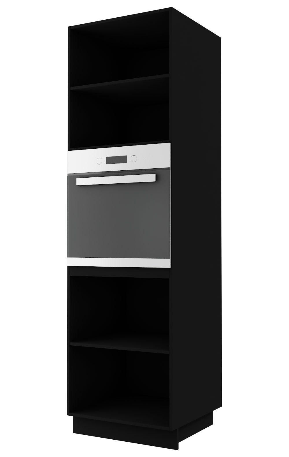 Feldmann-Wohnen Ofenumbauschrank Brerra (D14/RU/2D, 2 Türen, 2 Einlegeböden, 1 Gerätefach, 1-St., moderne Optik, lackierte Fronten, 60x59x207cm) schwarz / RAL 6025 farngrün matt